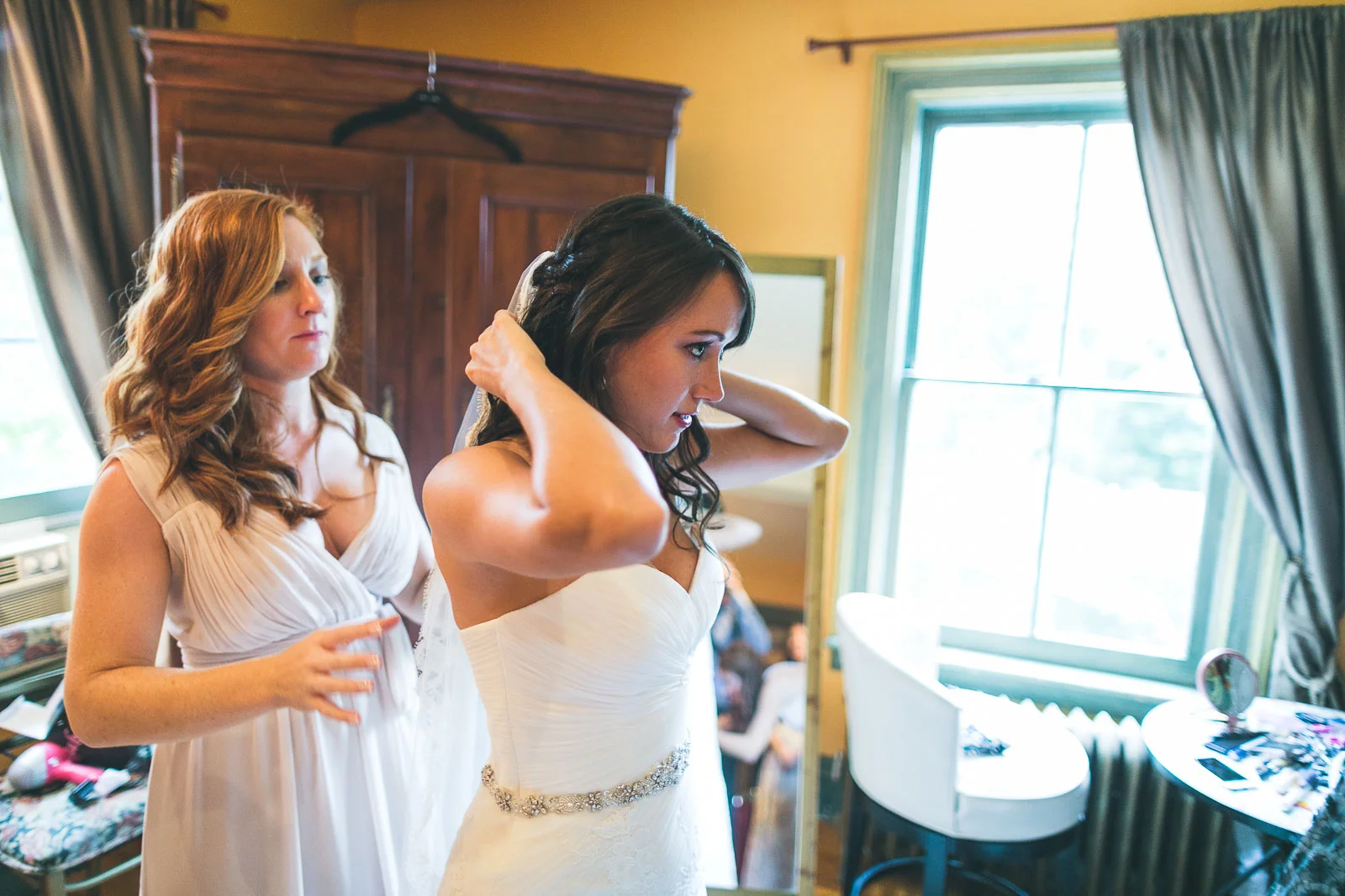 Bride puts on vail