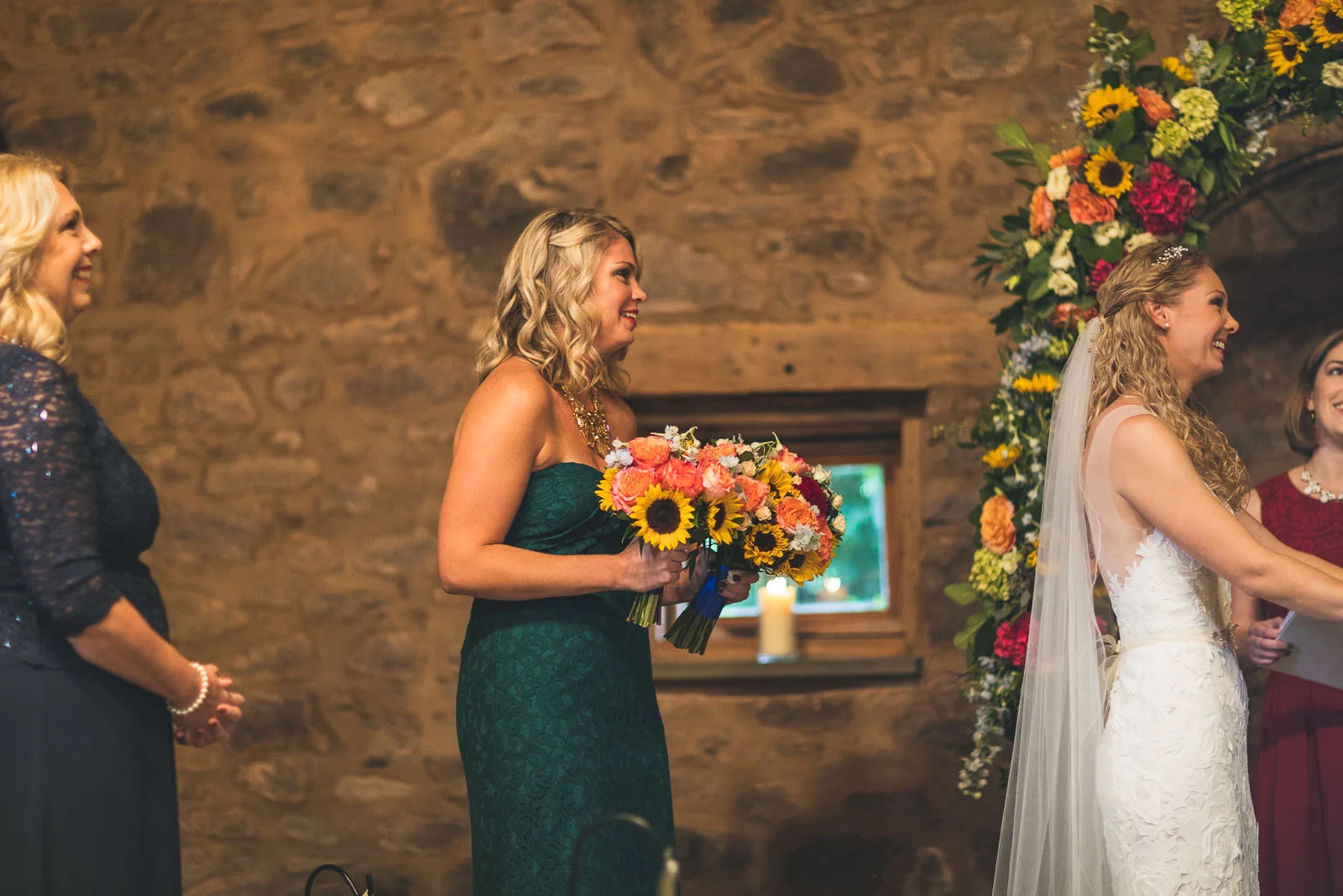 Brides sister with flowers