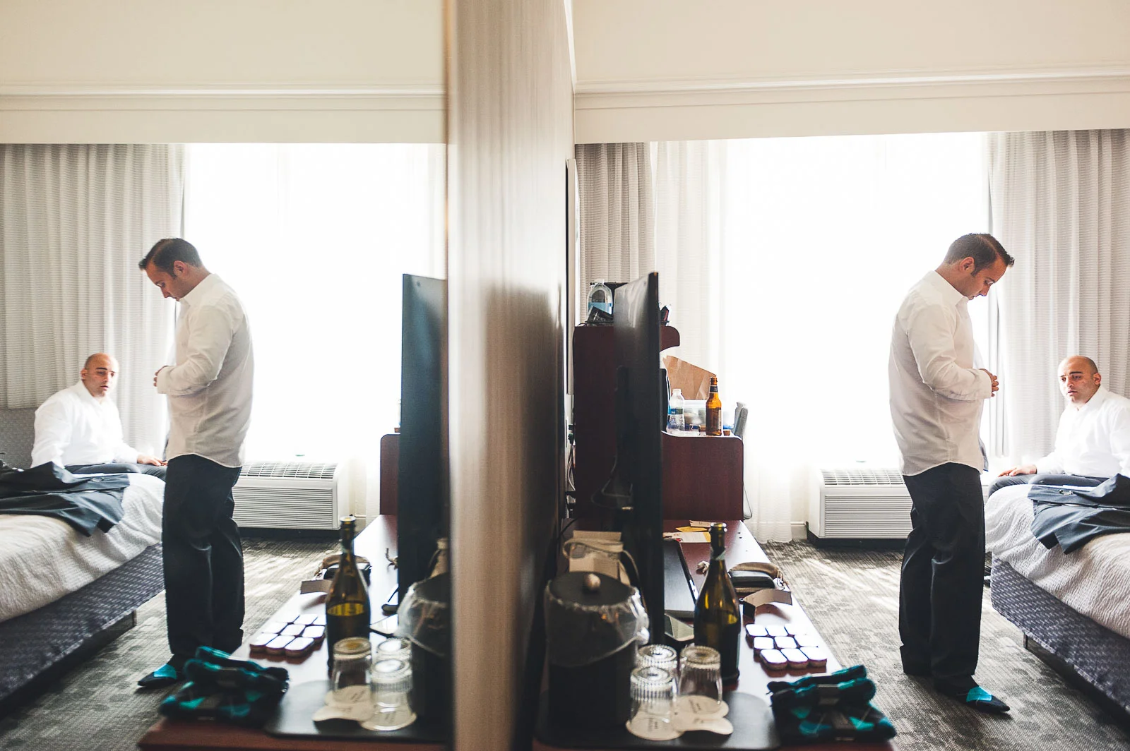 Groom gets dressed