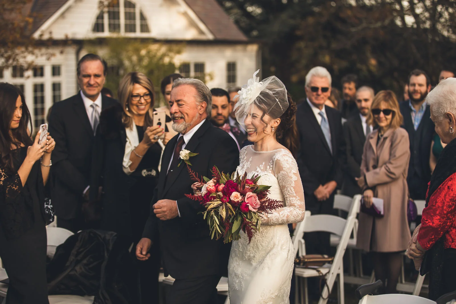 Bride smiles at groom