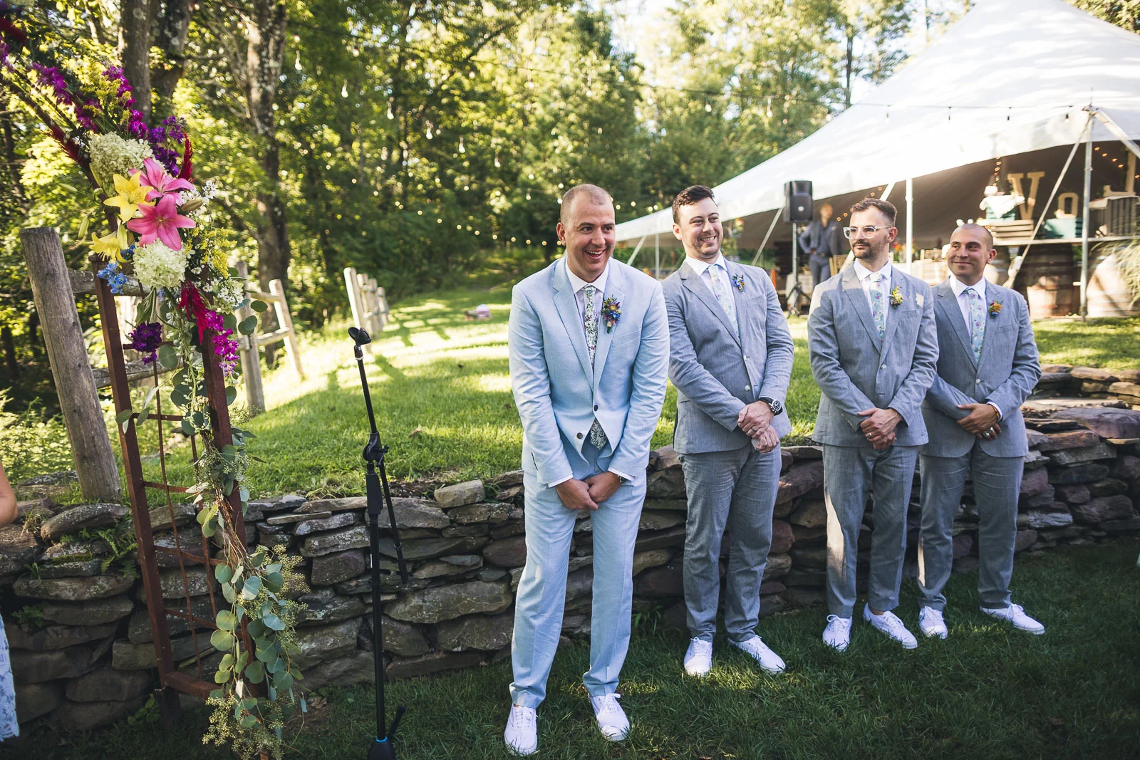 Groom Reaction Wedding Inn at Millrace Pond