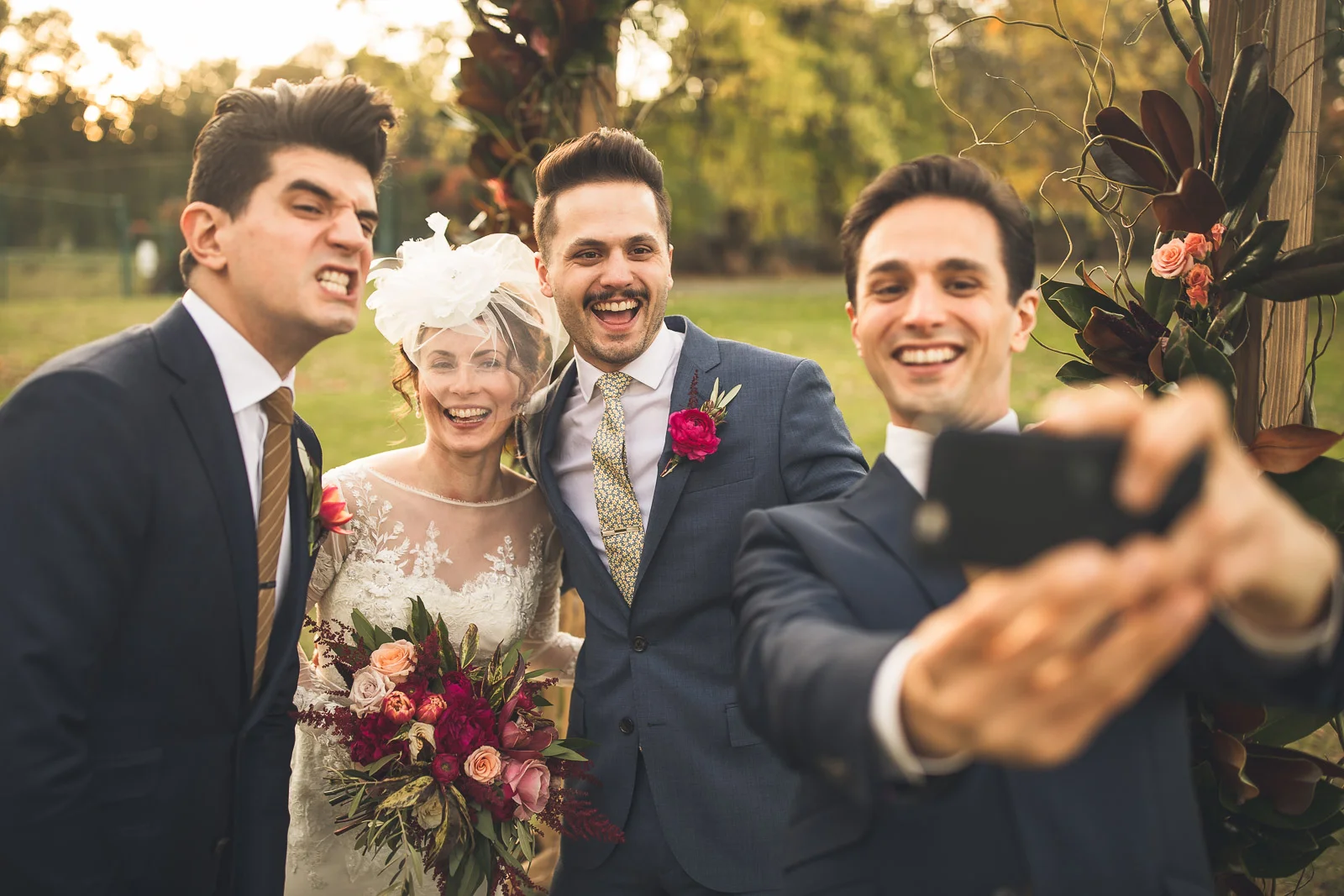 Brothers take a selfie on the wedding day