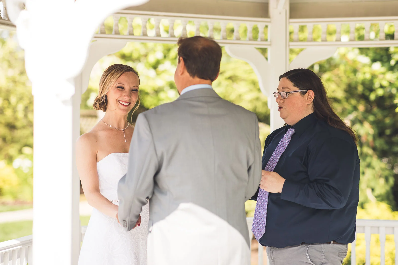 Bride smiles during Ceremony