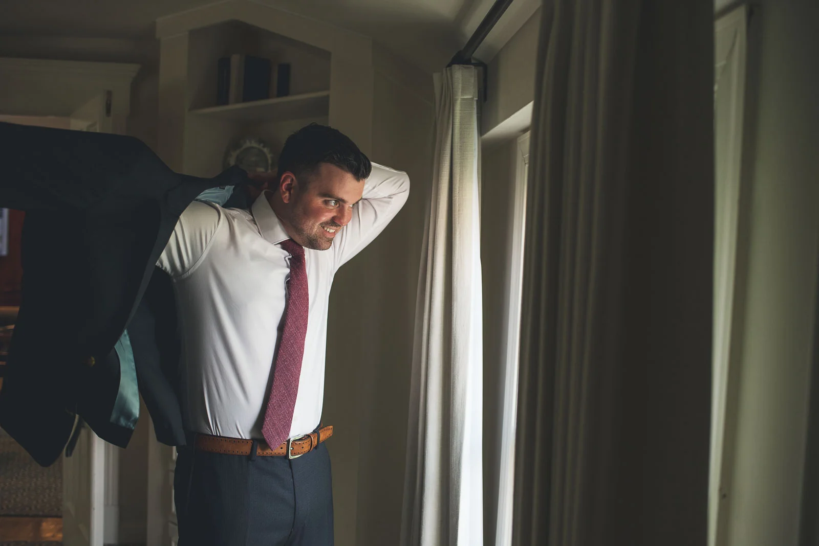 Groom getting ready