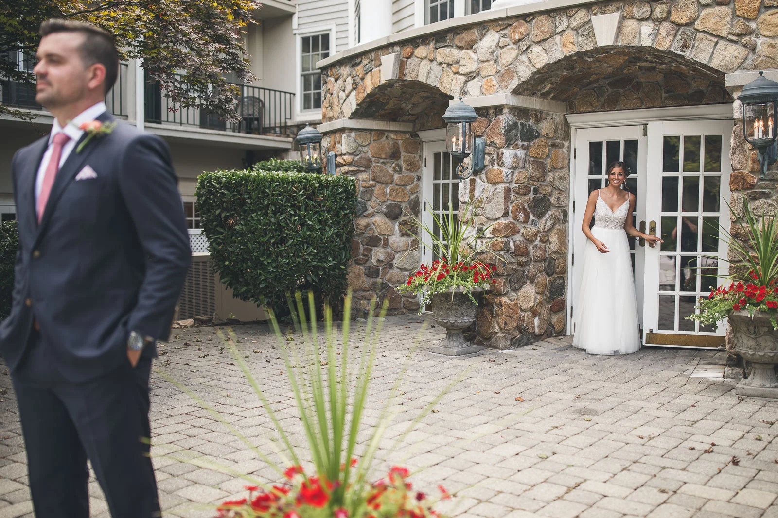 First Look Olde Mill Inn Wedding