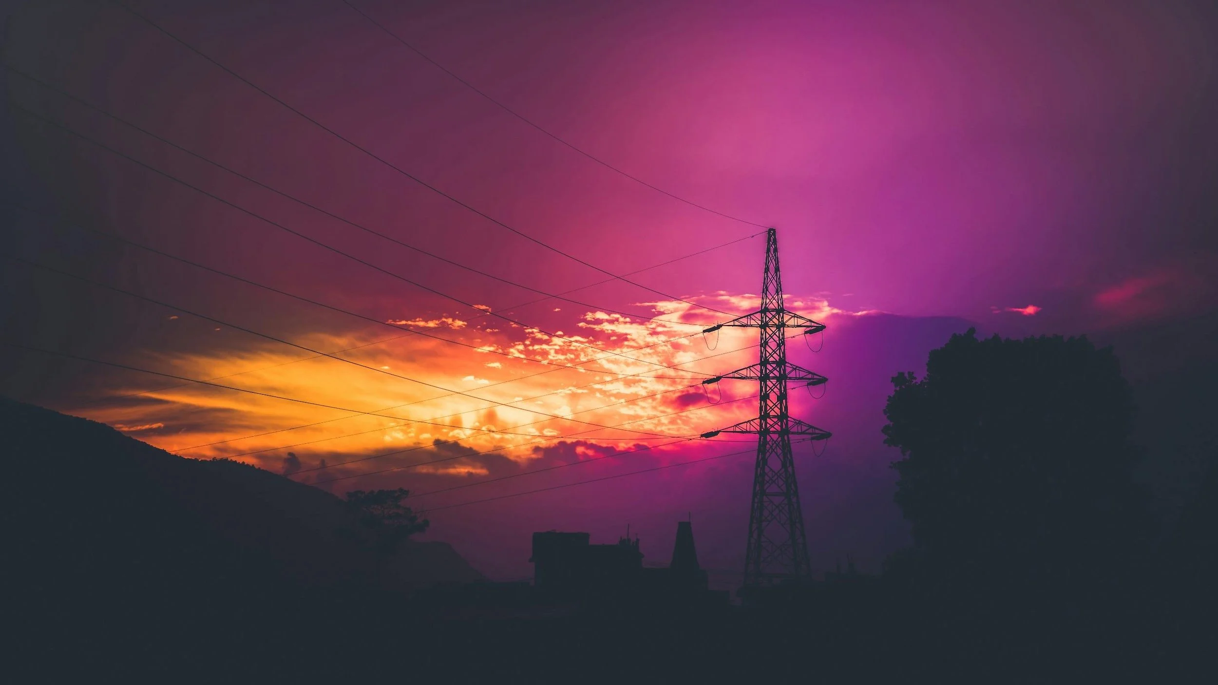 Photo of power lines in sunset by Santosh Maharjan on Pexels
