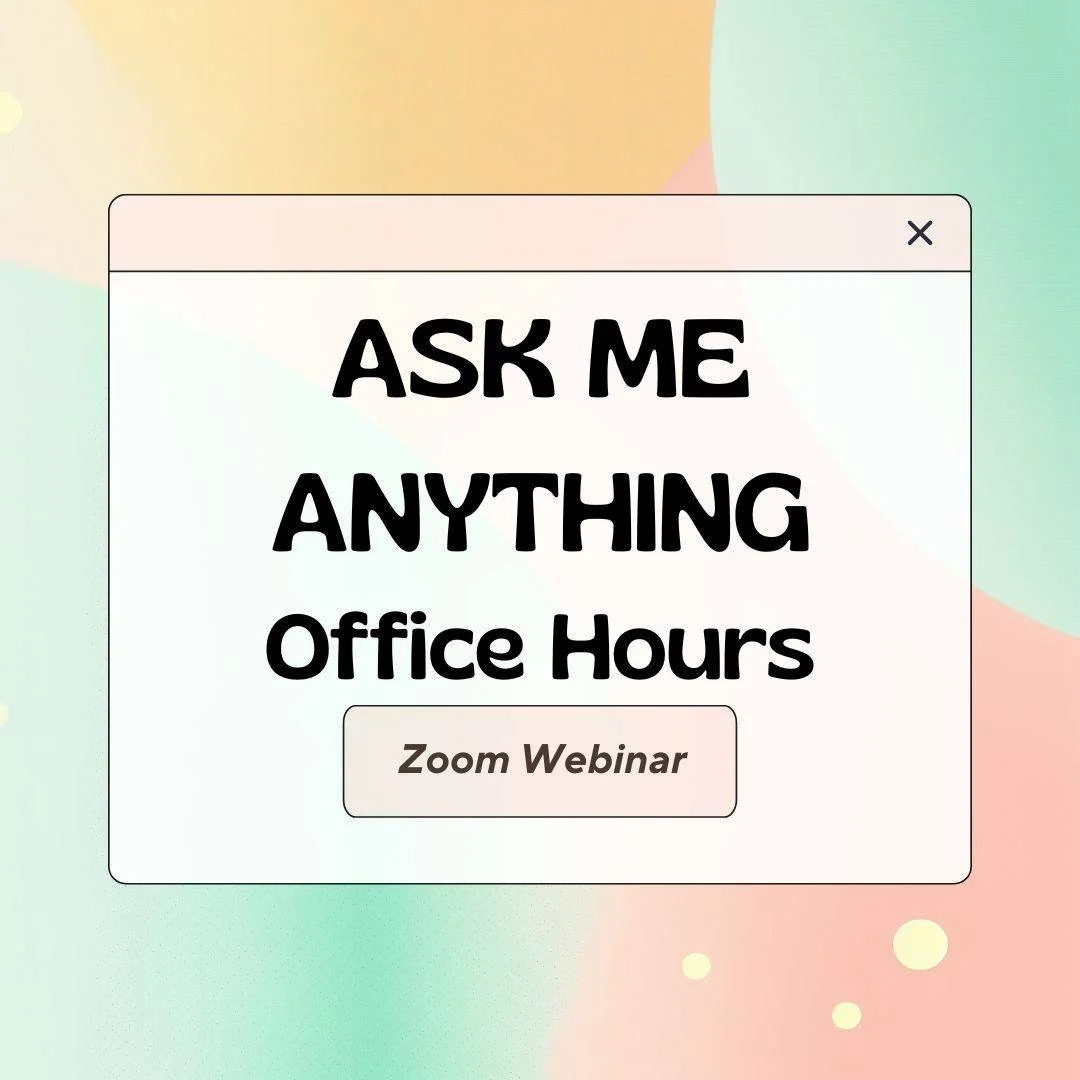 🤍✨ OFFICE HOURS ✨🤍 

Friday, June 12th from 1-2:30, we're hosting an open office hours in The Membership! 

You do have to register to be member, and then it is included in your subscription.

Once inside The Membership, head to the Events page in 
