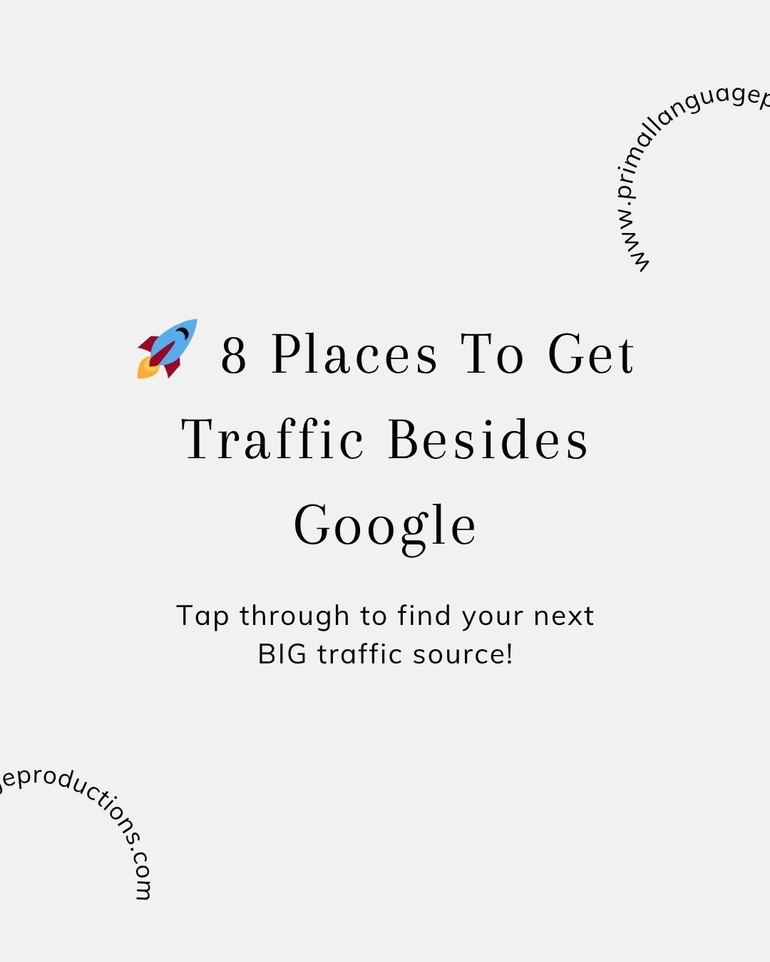 Relying only on Google for traffic is like putting all your eggs in one basket 🥚🚫.

Search algorithms change. Platforms rise and fall. But you can own your traffic game by diversifying.

Here are 8 other places your audience might be hiding 👀 &mda