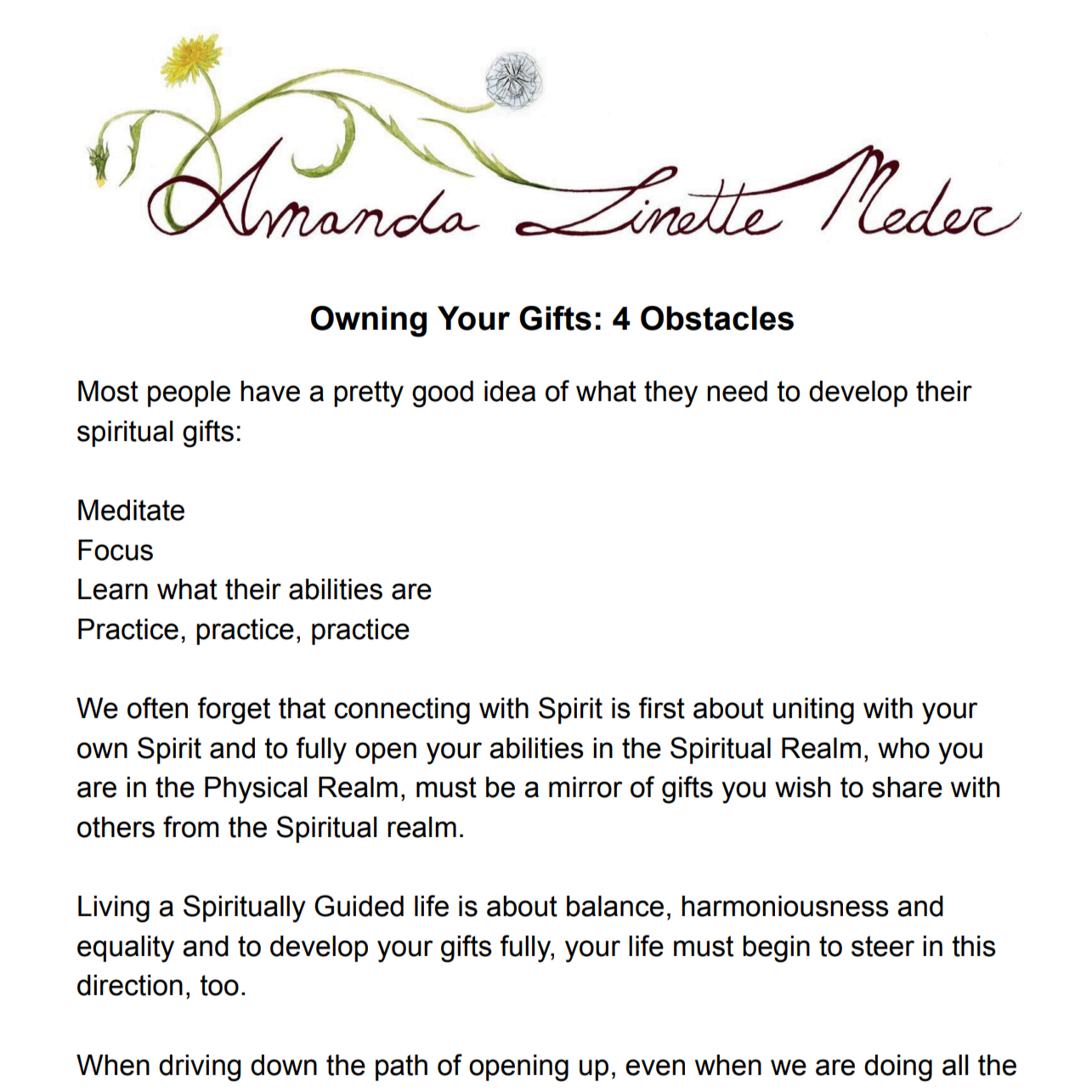  Owning Your Gifts Sample Article 