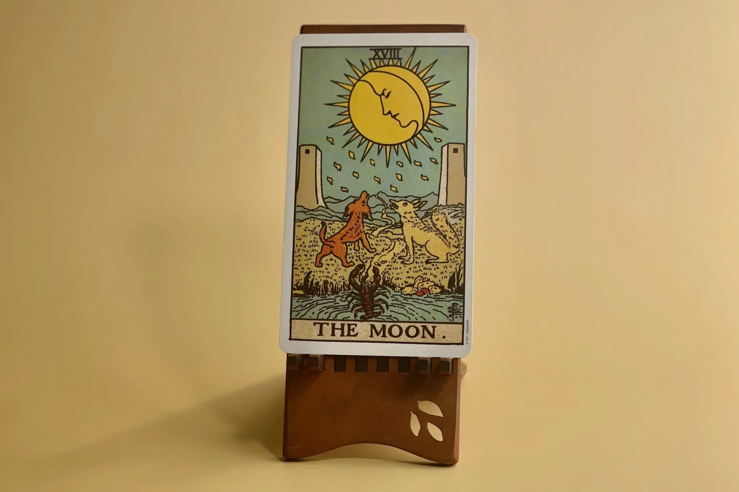 The Moon Tarot card from The Standard Rider Waite Tarot