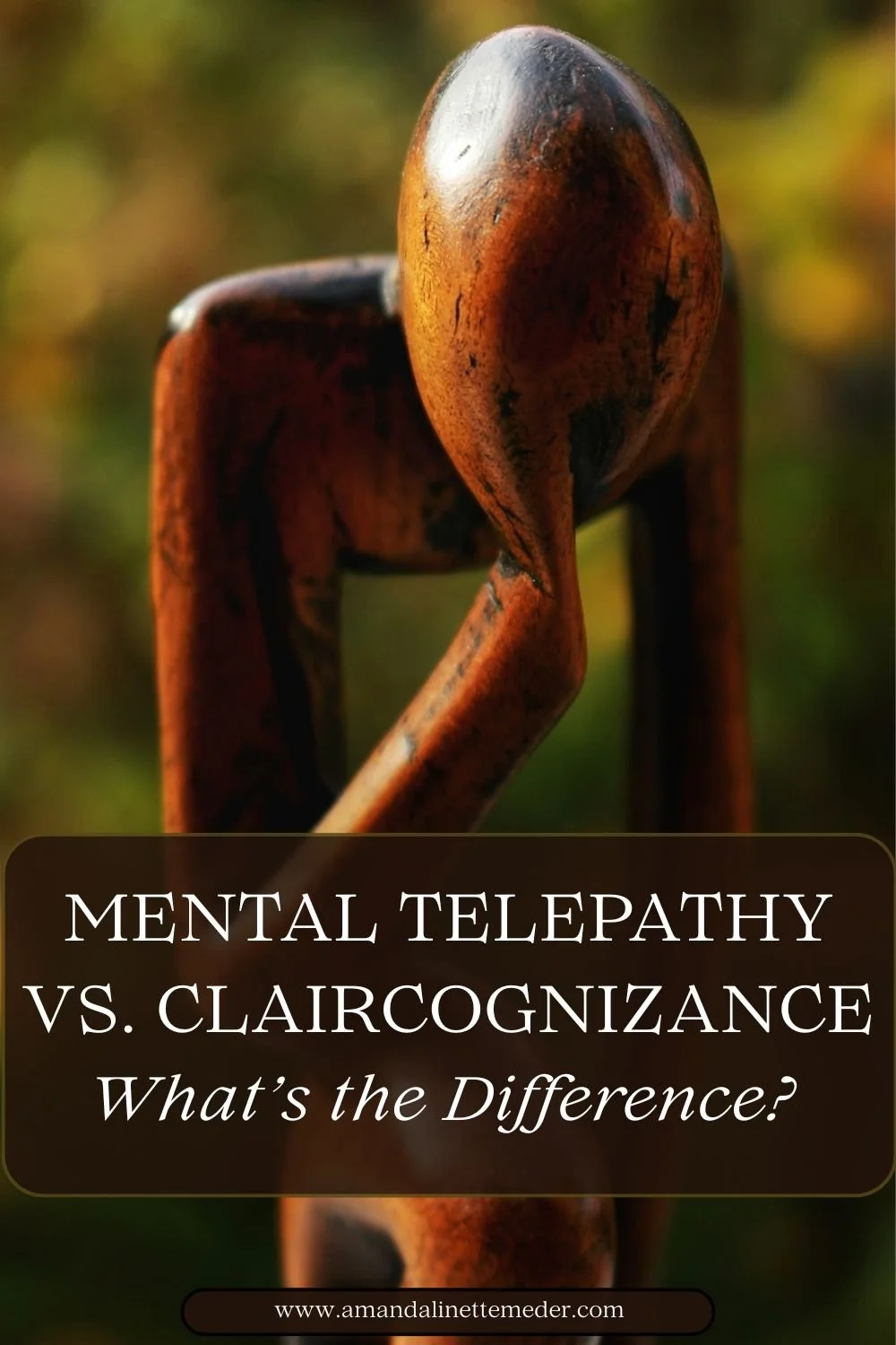 Mental Telepathy vs. Claircognizance: What’s the Difference? Photo of thinking person wooden statue by Milos Lopusina on Unsplash
