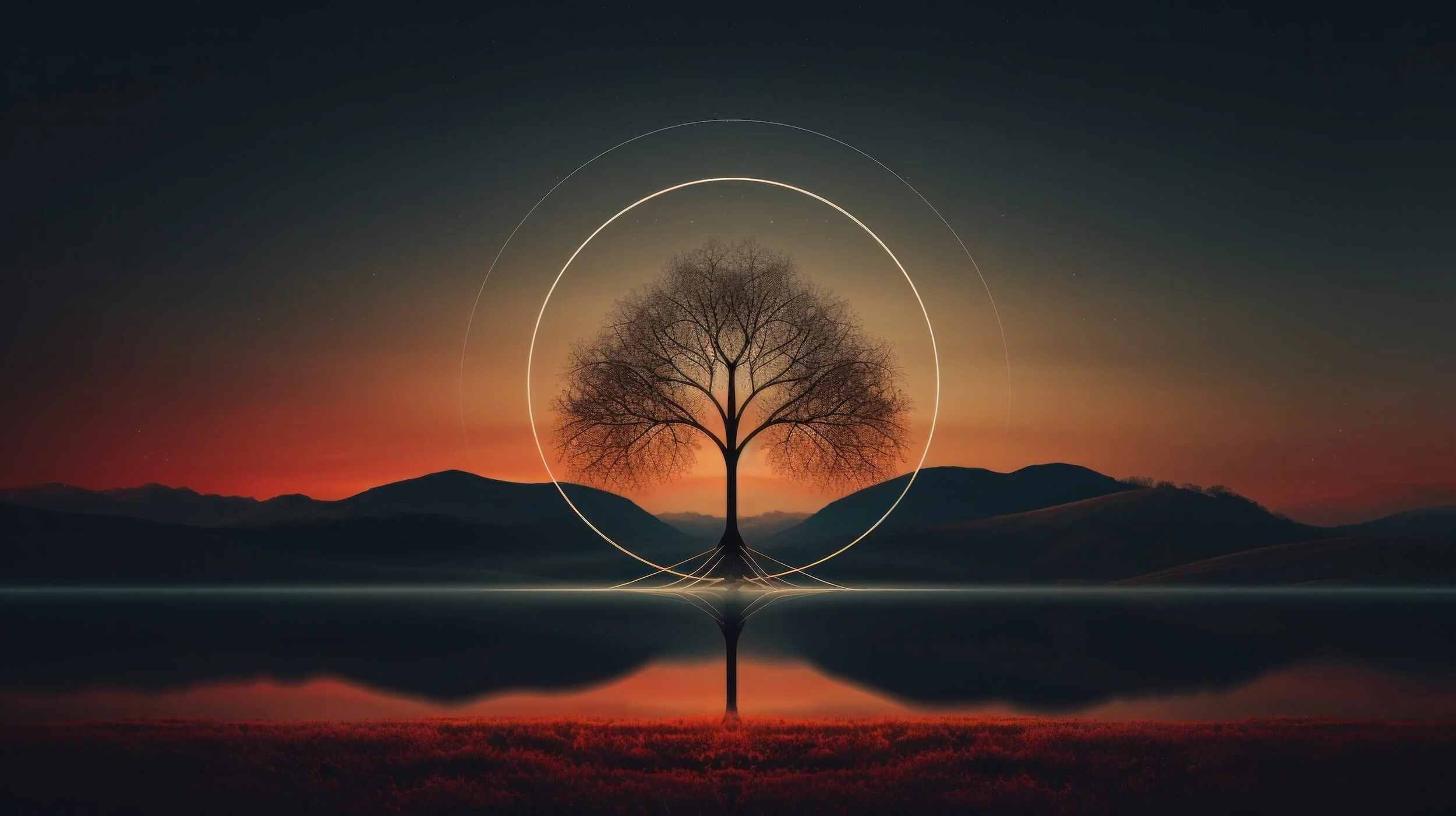 Image of tree with light circle around it by Shawn Suttle from Pixabay
