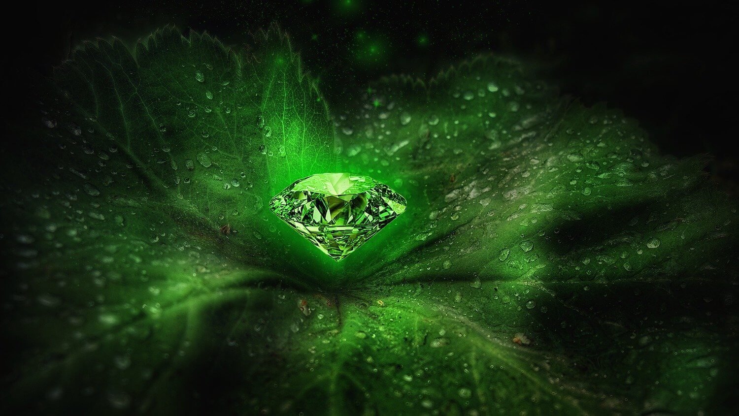 Photo of emerald gem in green plant background by Thomas Wolter from Pixabay
