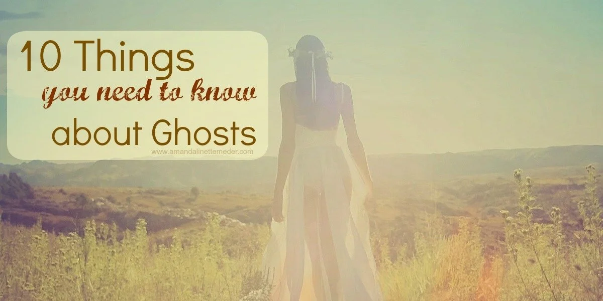 woman walking in field with text overlay, 10 things you need to know about Ghosts.