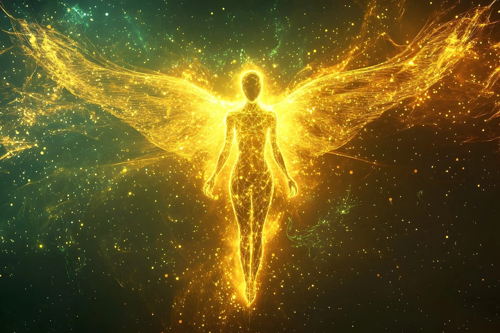 glowing winged being