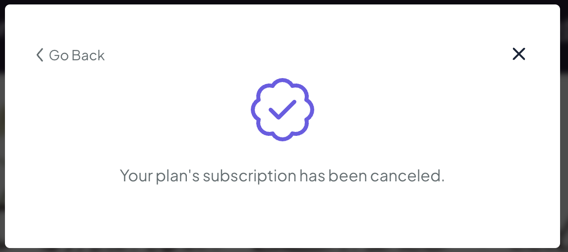 Cancellation Success Screen