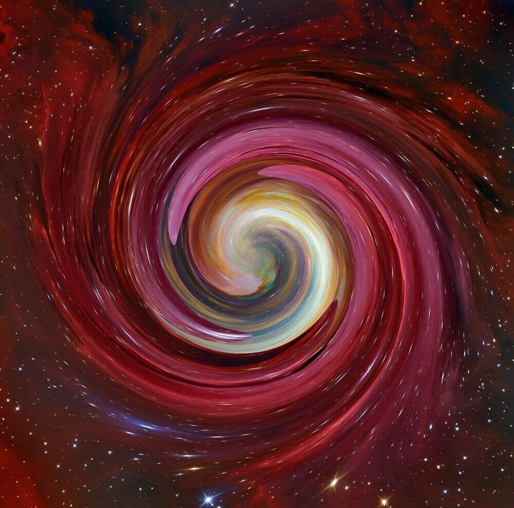 Photo of red abstract spiral with gold in the center by beate bachmann from Pixabay