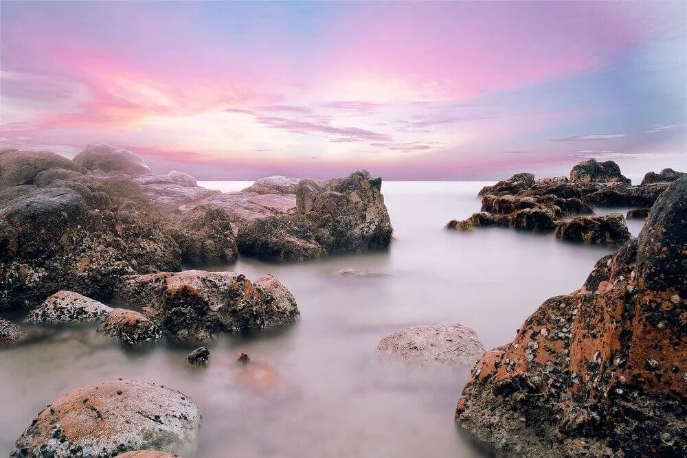 pink beach with fog by Hoang Tung from Pixabay