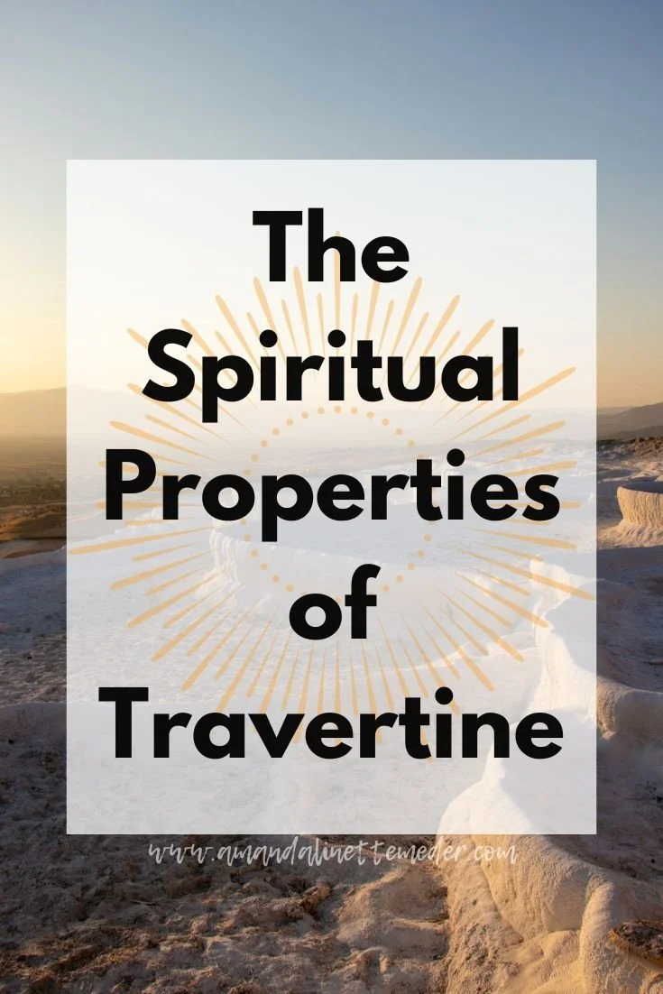 The Metaphysical Properties of Travertine text overlay photo of travertine pools by Hamza Şamil Yavuz on Unsplash