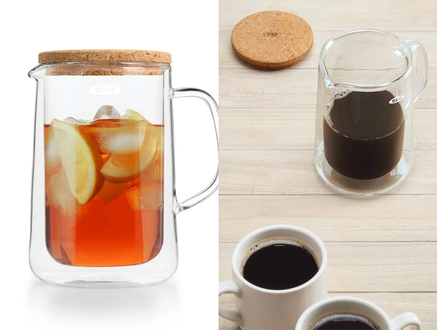 Double-walled glass server.