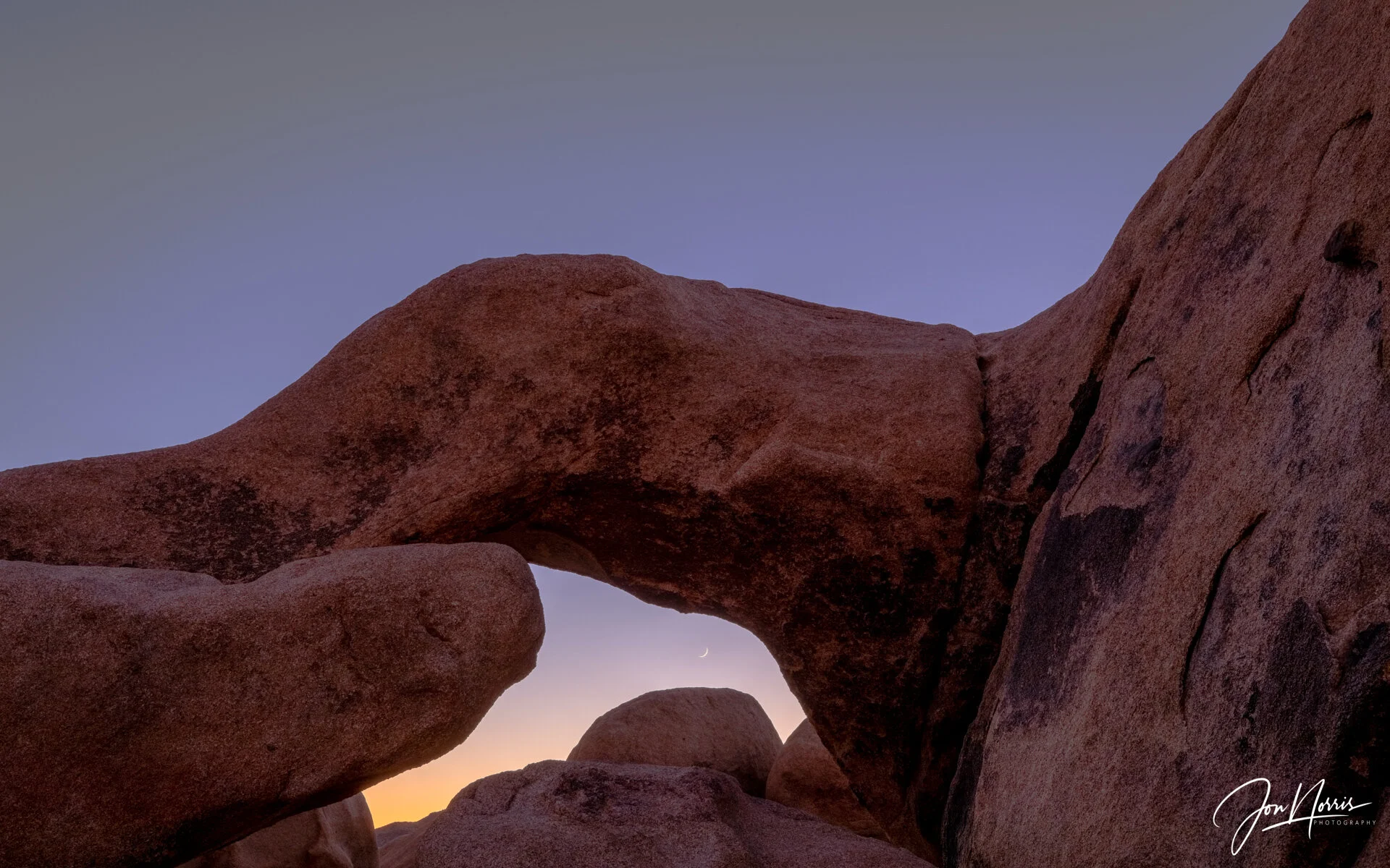 Crescent Moon through Arch Rock (Copy)
