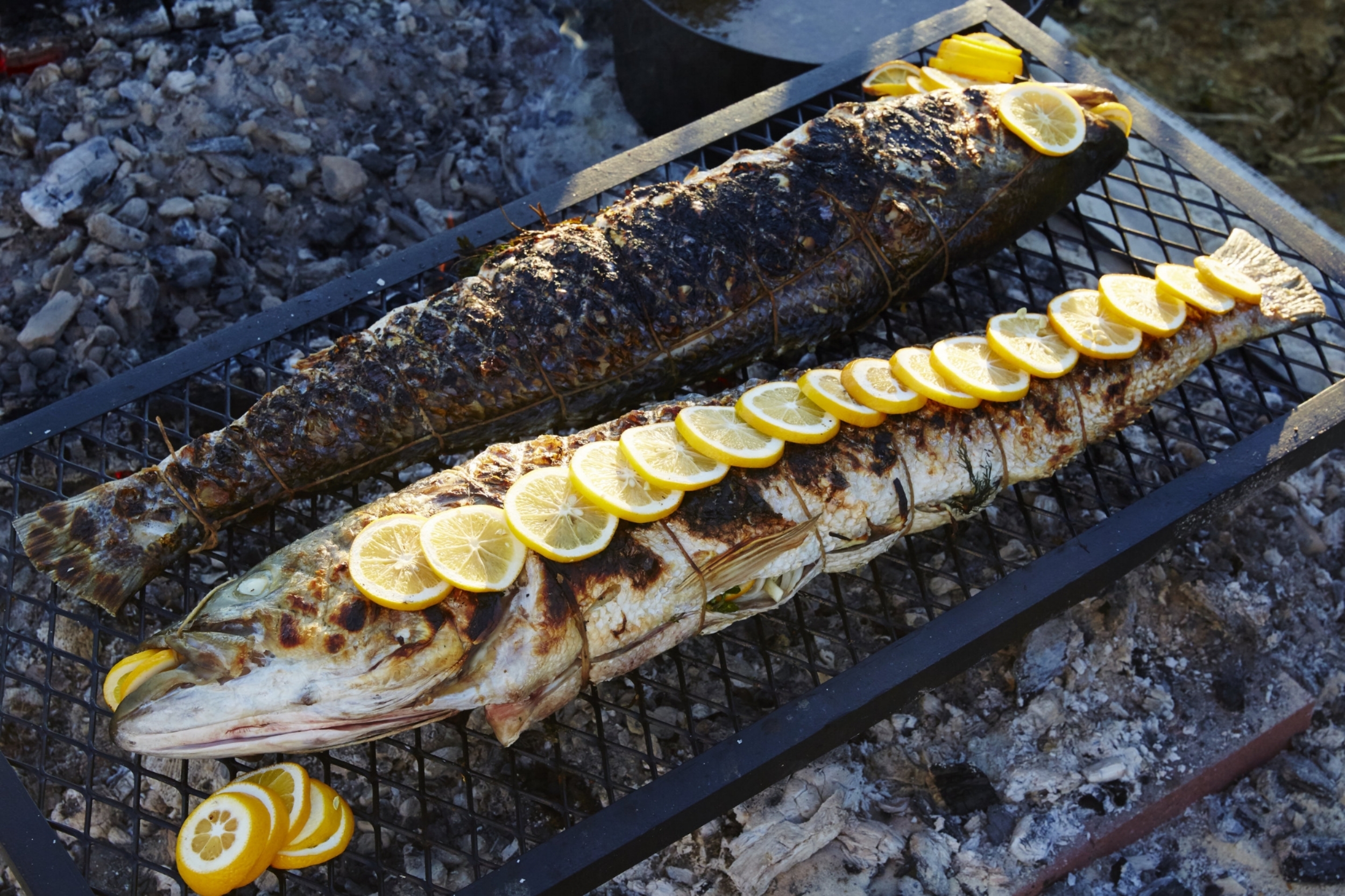 Grilled Stuffed Whole Striped Bass