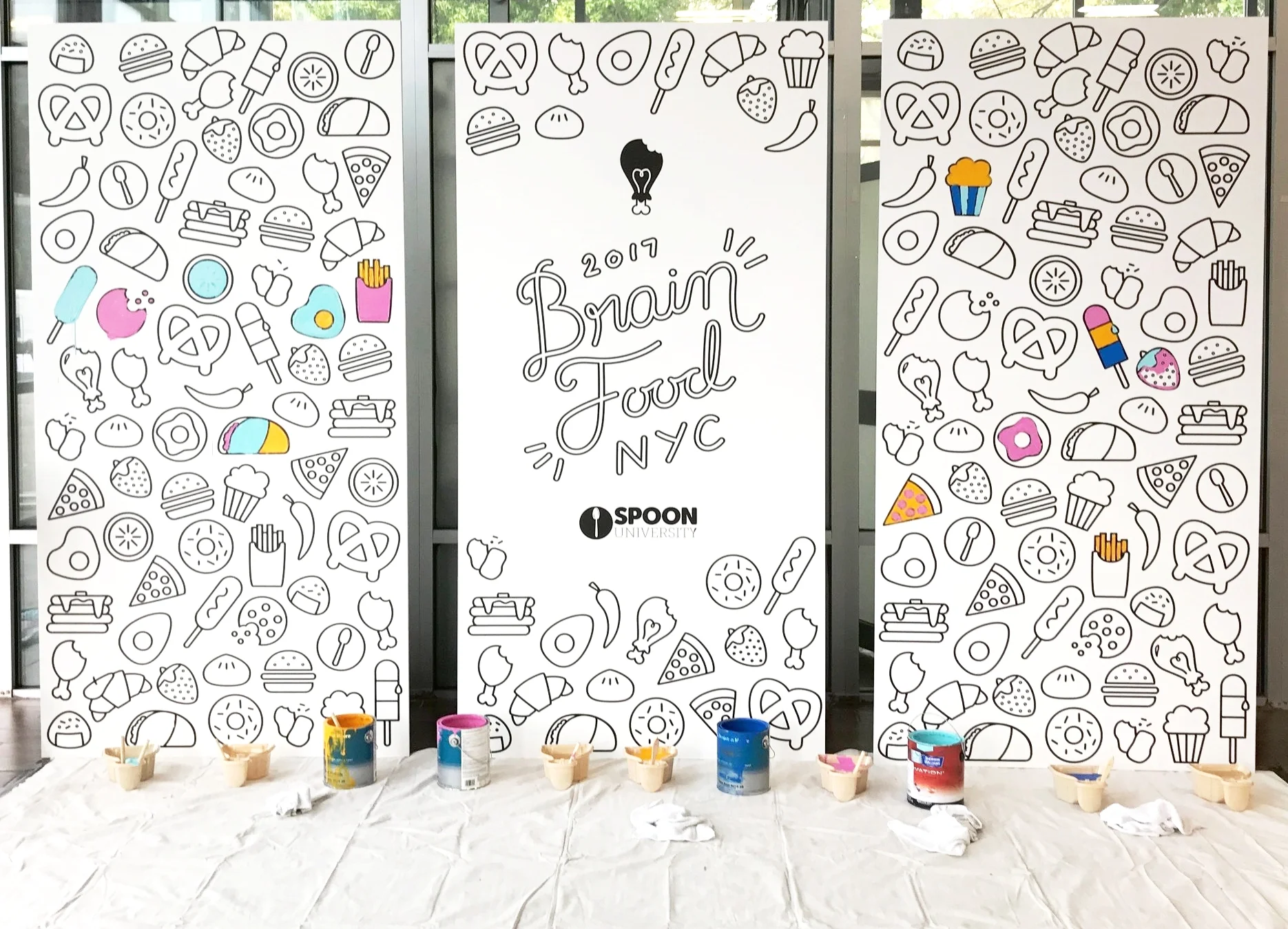 Spoon University’s Brainfood Conference 2017 (event production and onsite management) We produced and managed the 2017 Brainfood conference with marketplace, staged presentations and interactive art room. Working in concert with Spoon University’s designers, we created unique interactive installations including photo booths, paint murals and more.