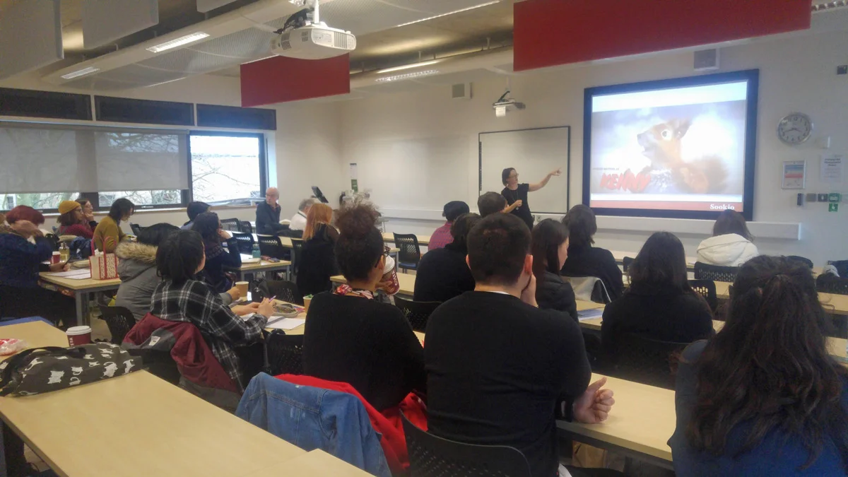 Talking to students at Anglia Ruskin University. Photo credit: Satvinder Sehmbey