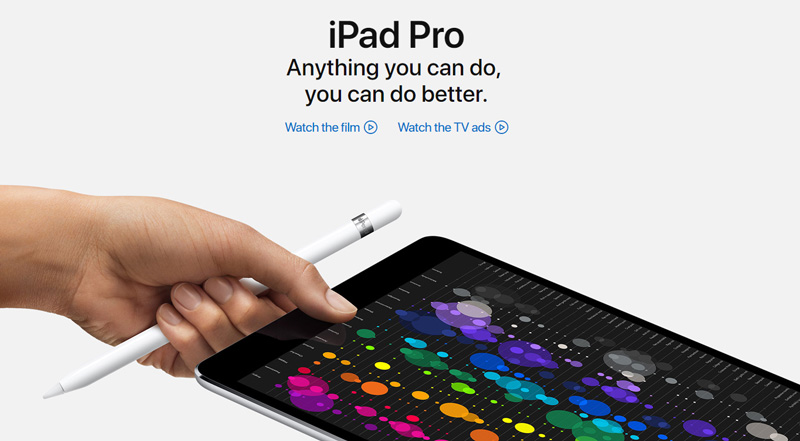 Apple 's user-friendly website features clear text, crisp images, and quick links to informative videos