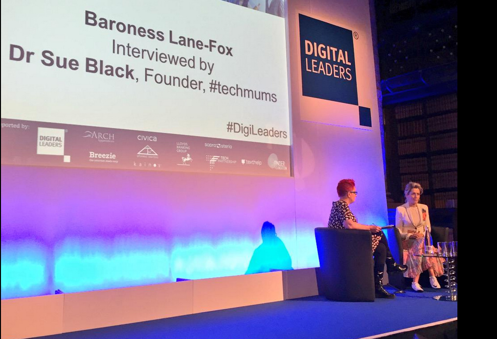 Dr Sue Black interviewing Baroness Martha Lane-Fox, photo credit digital leaders