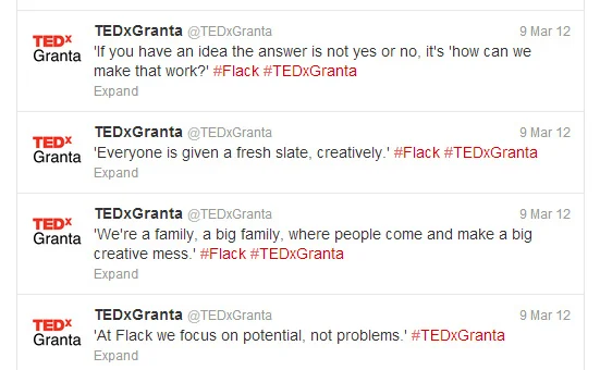 LIve tweeting for TEDxGranta