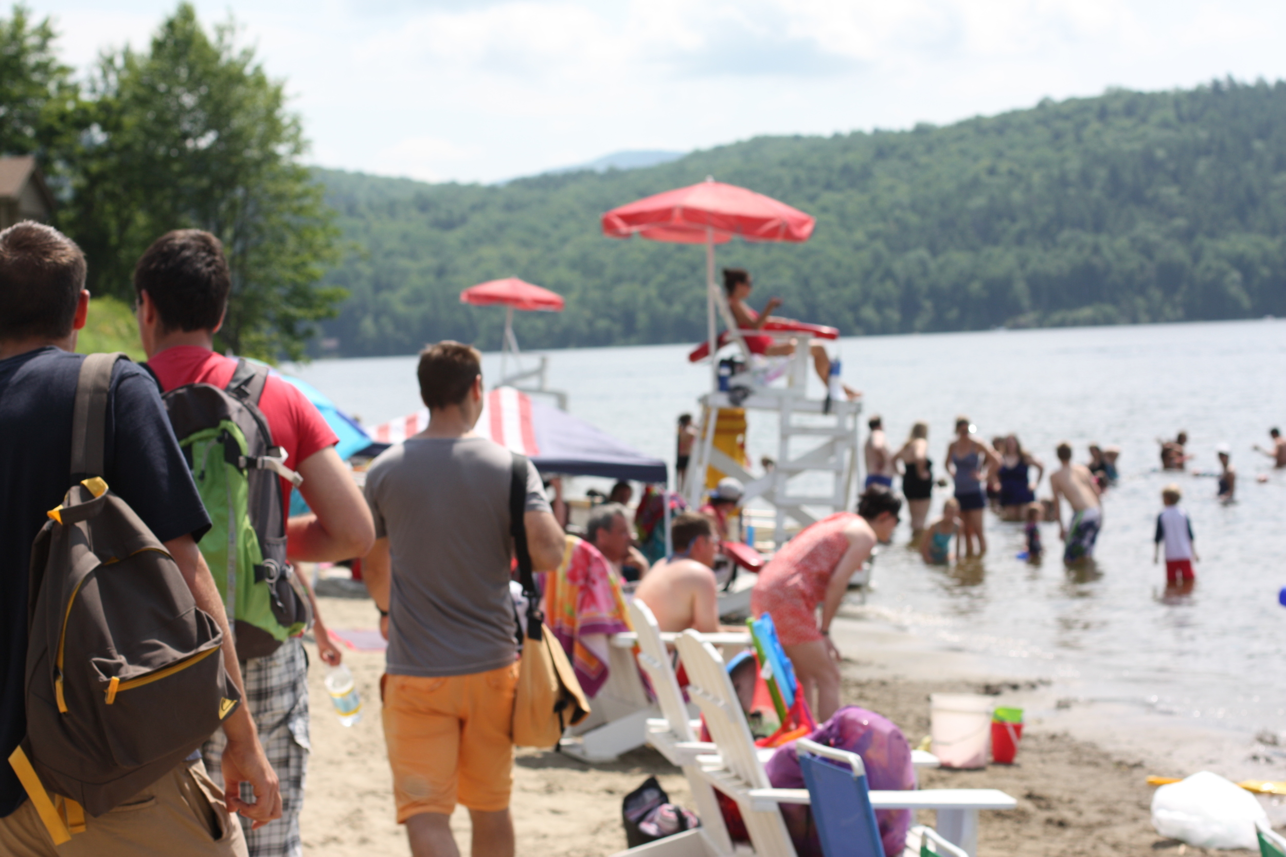 The beach is rocking! Schroon Lake. July 4th.