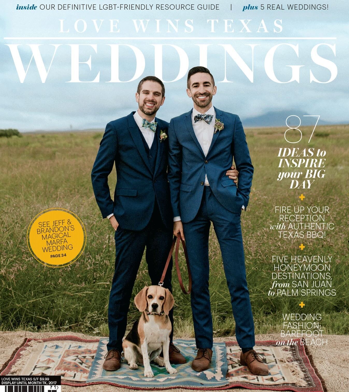 One of my first covers. I&rsquo;ll never forget going into the grocery store and seeing it on the stands. I had to pinch myself, my imposter syndrome was quieted a bit that day. This image is from Jeff and Brandon&rsquo;s magical wedding in Marfa, Te