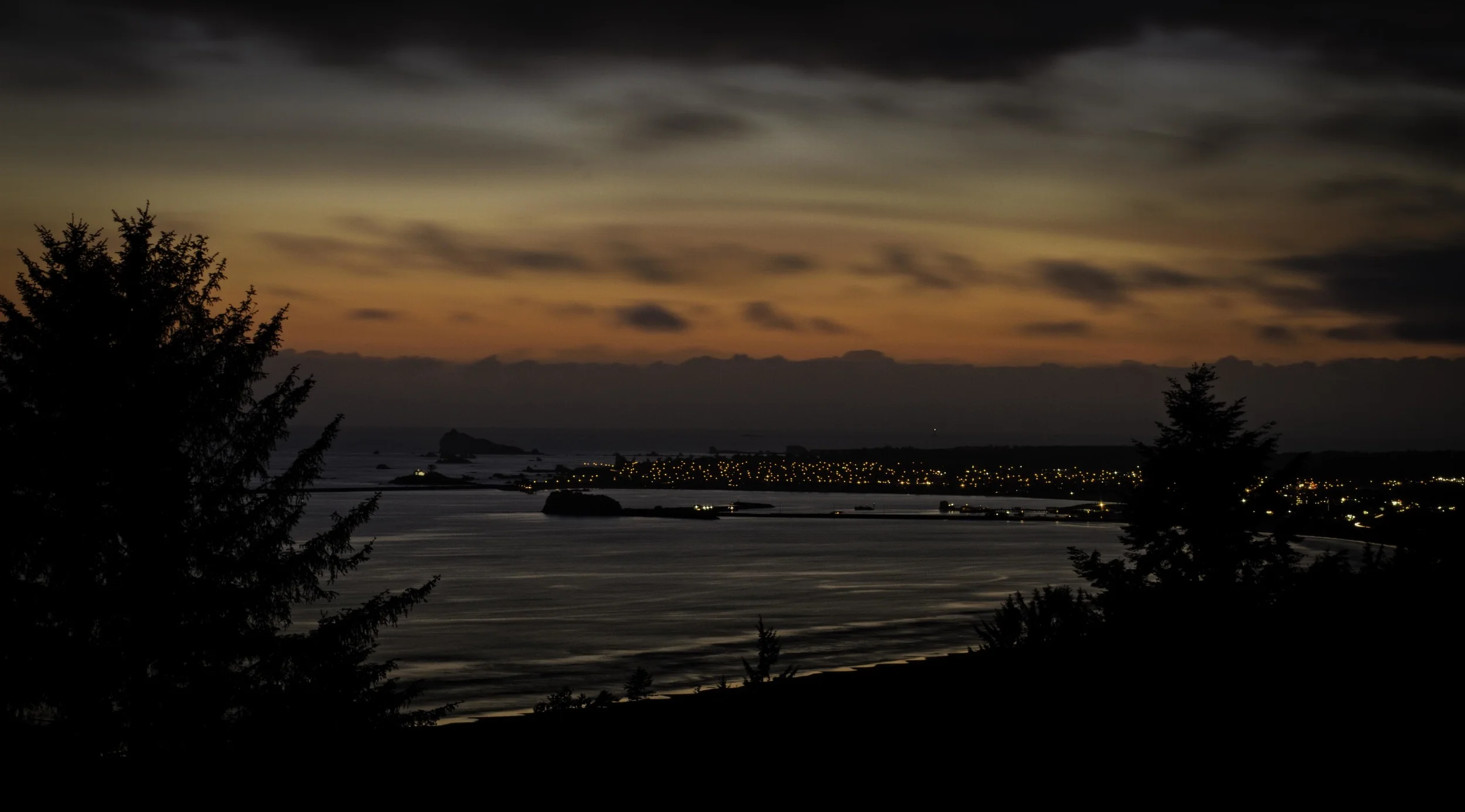 A late spring sunset over Crescent City on the Del Norte coast of California.