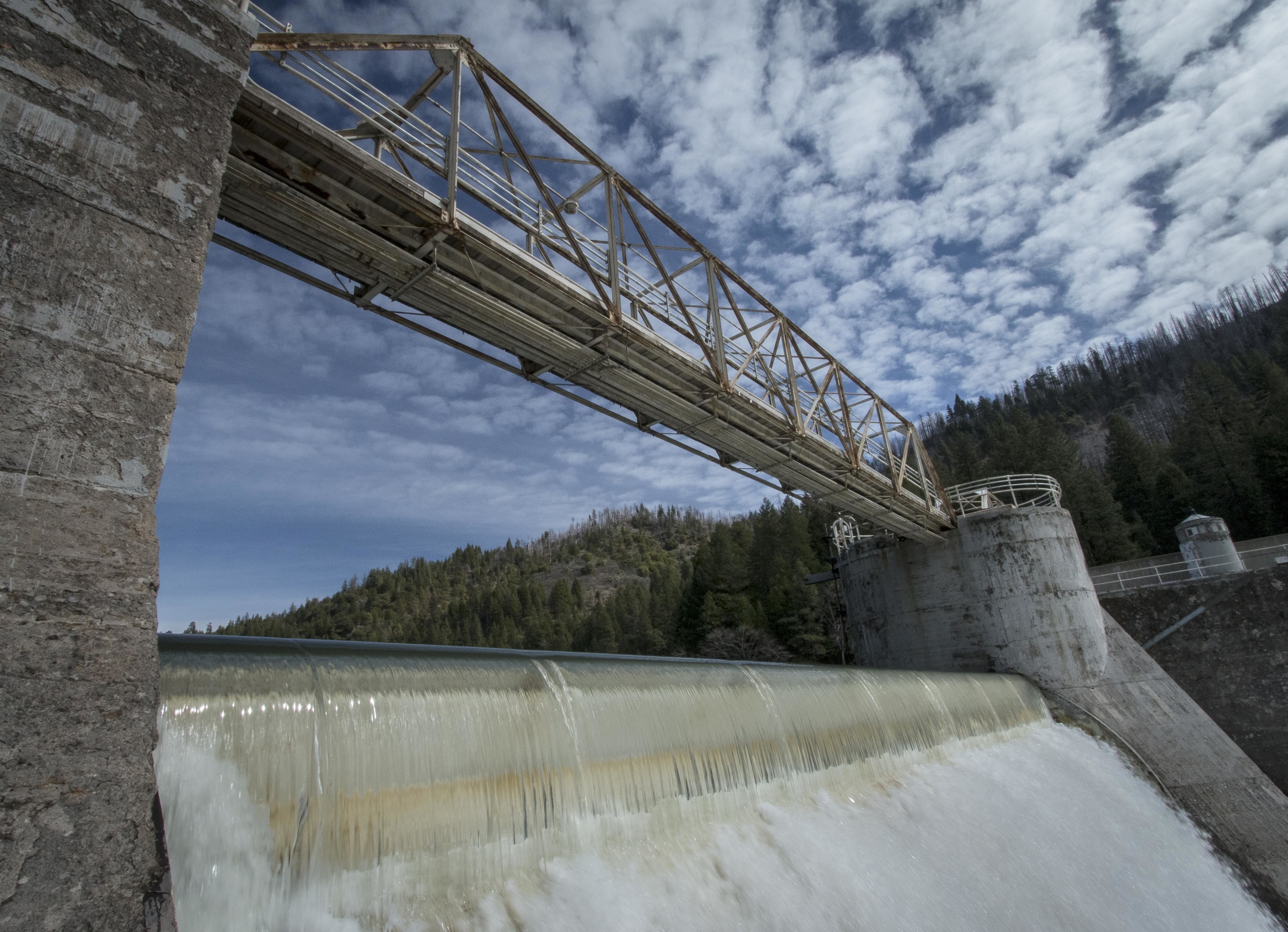The Pit River in northeastern California spills over the Pit 4 Dam.