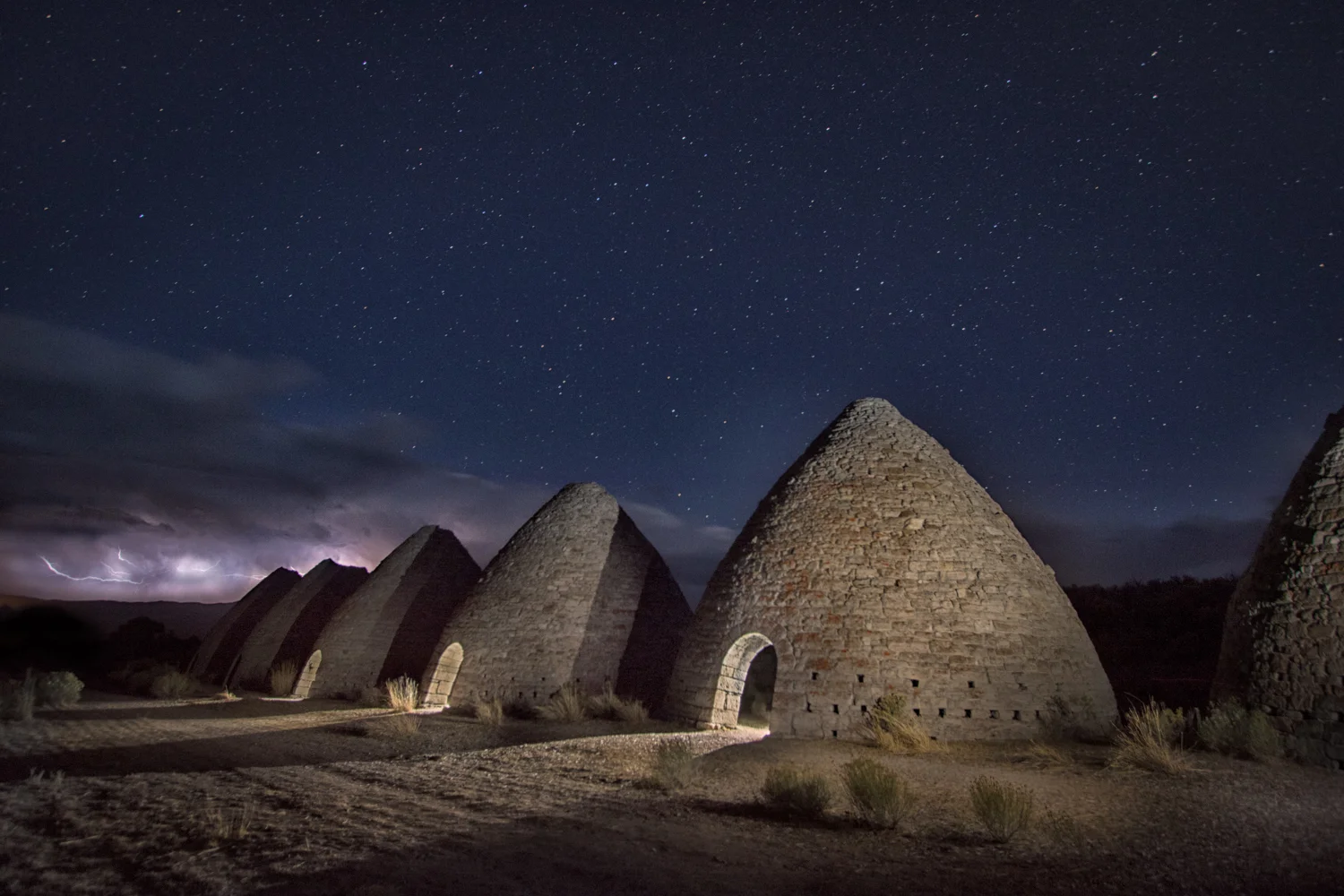 Storm approaches Ward Charcoal Ovens Kathy and I watched this thunderstorm for several hours. And we had a plan for capturing these ovens in the evening under the stars. I think it came together wonderfully. In this image some might say there is too much sky, but in Nevada, there is almost always a lot of sky. And texture. I’m detecting a trend here.