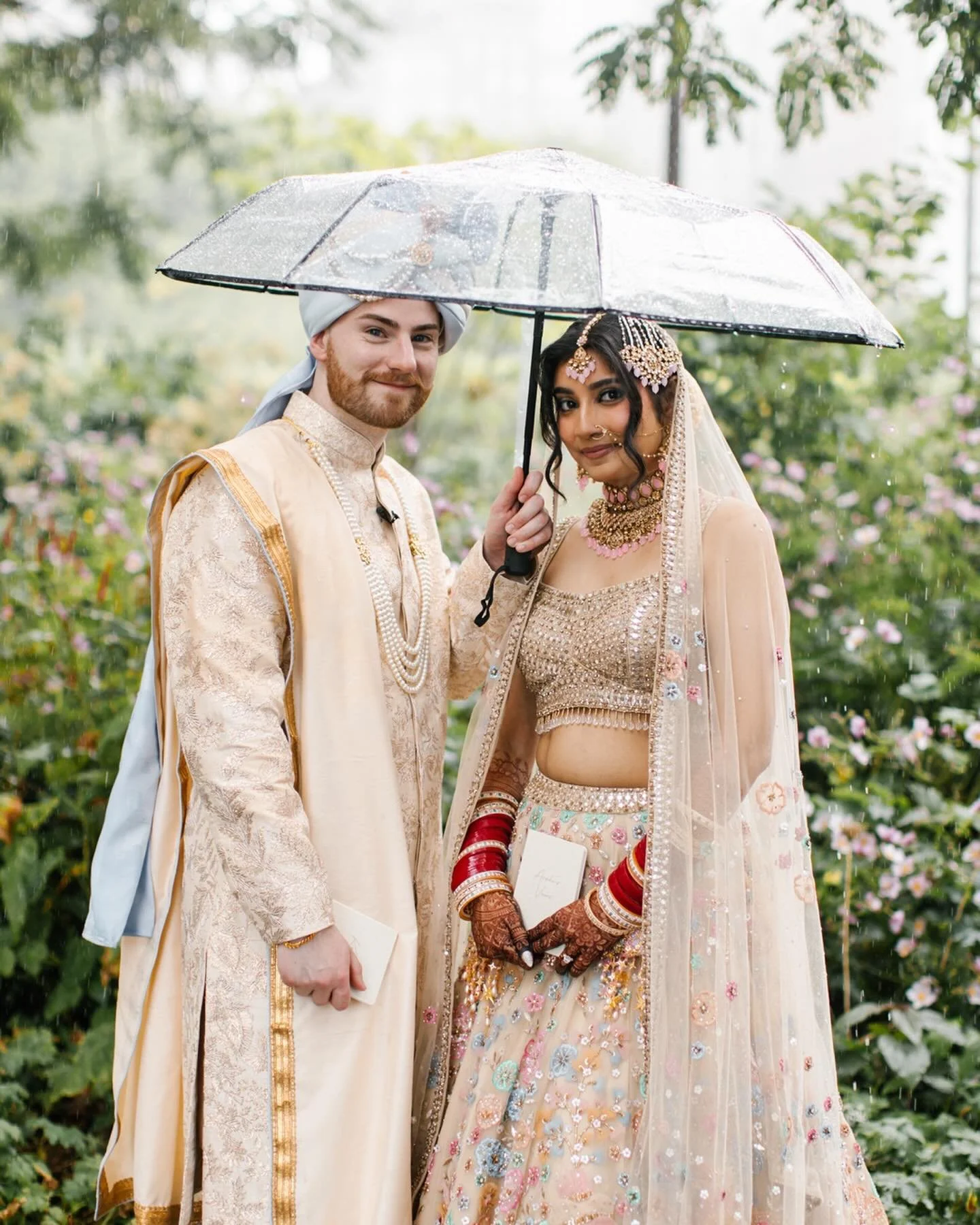 Arohi and Korey got caught in the rain while reading their vows privately to one another on their wedding day. 

Everything about the city was wild and chaotic on their day, but these two were so present with one another and that&rsquo;s what makes t