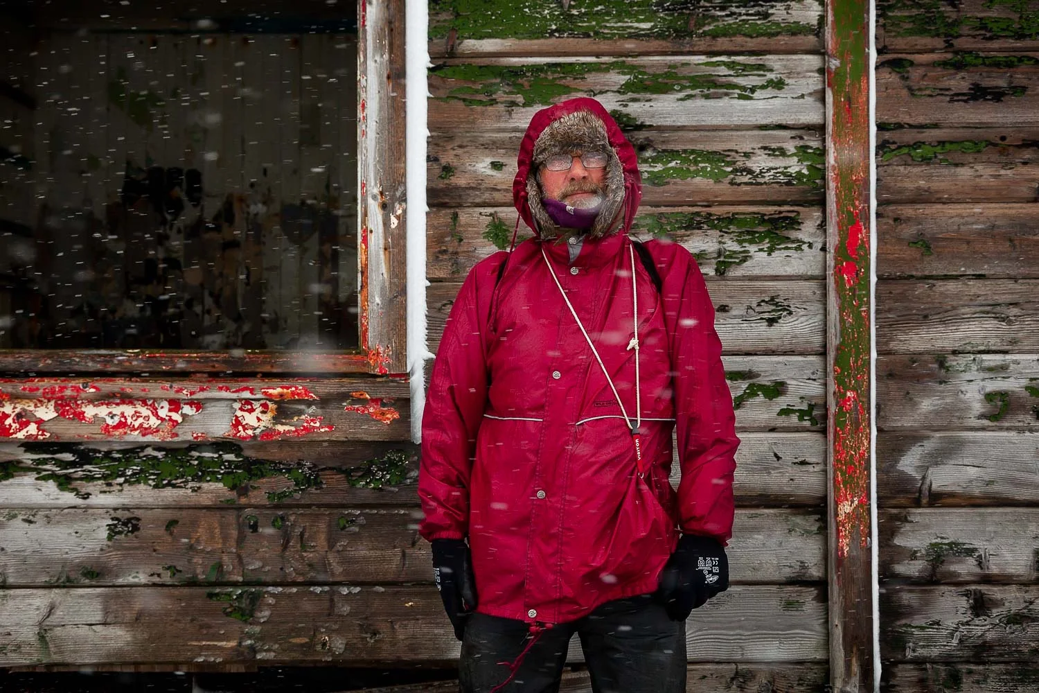 Photography tours are a blast. Sometimes that term can be used quite literally as this photo of Ken in a snowstorm on Deception Island , Antarctica illustrates.