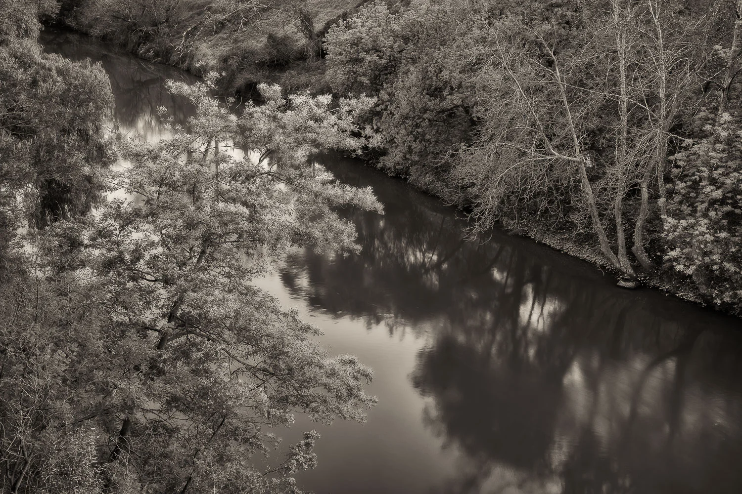 The last light of the day on the first day of Spring 2015 looking down at the Yarra River in Abbotsford, Melbourne .