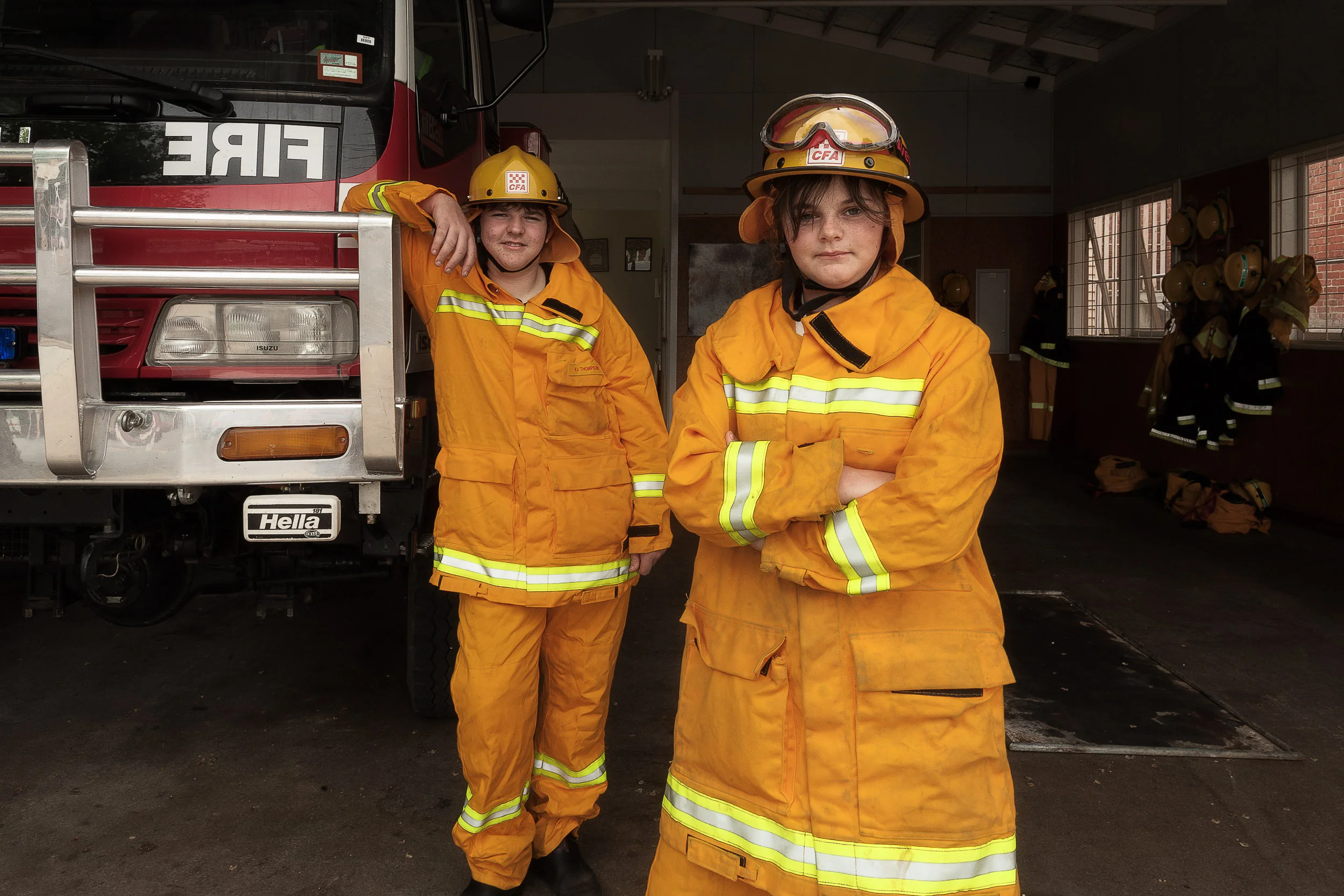 Brother and sister volunteers at Maldon Fire Brigade in Maldon, Victoria .