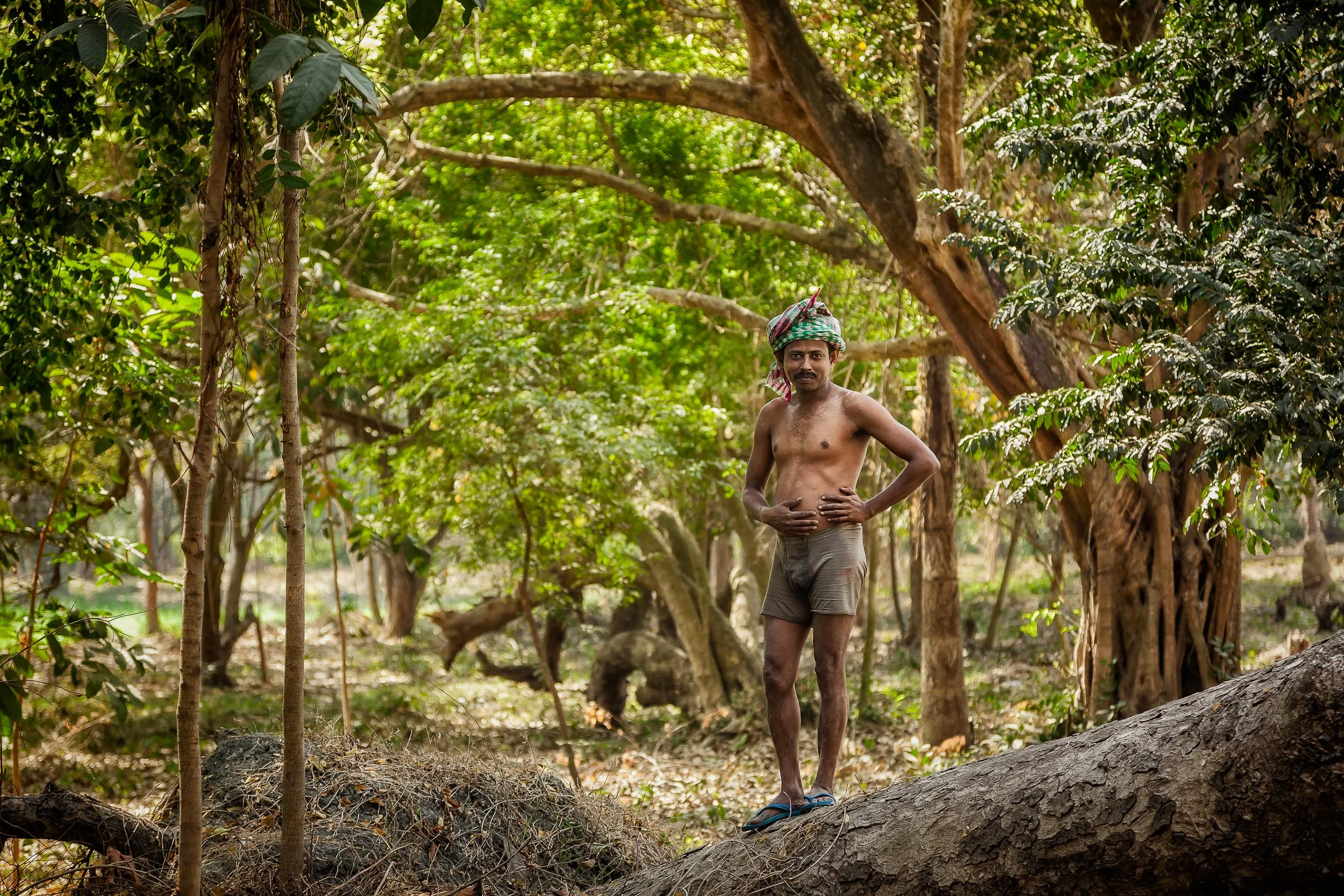 An environmental portrait of a worker I photographed in the grounds of the lovely Botanical Gardens in Kolkata, India .
