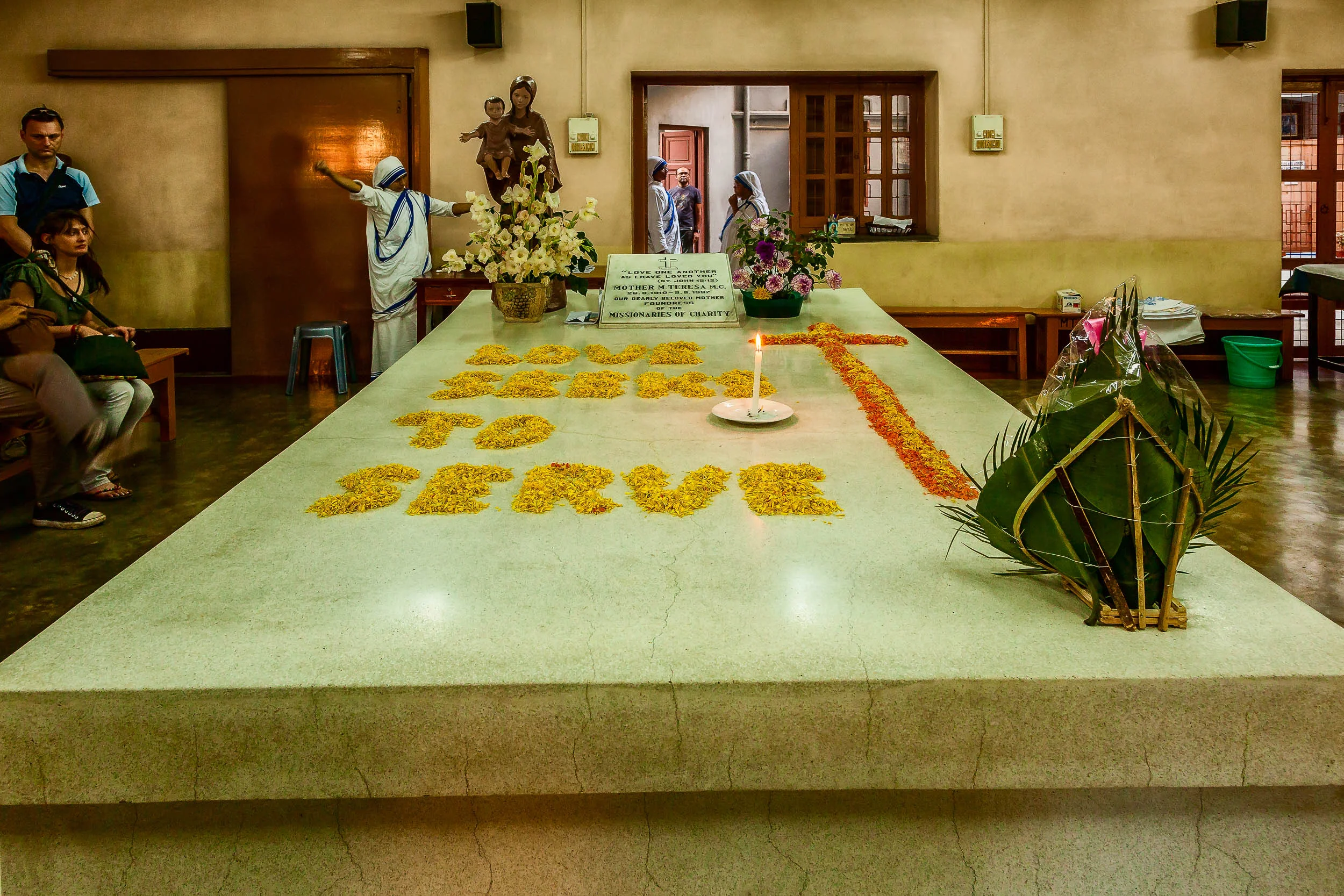 Tomb of Mother Teresa at Mother House in Kolkata, India.