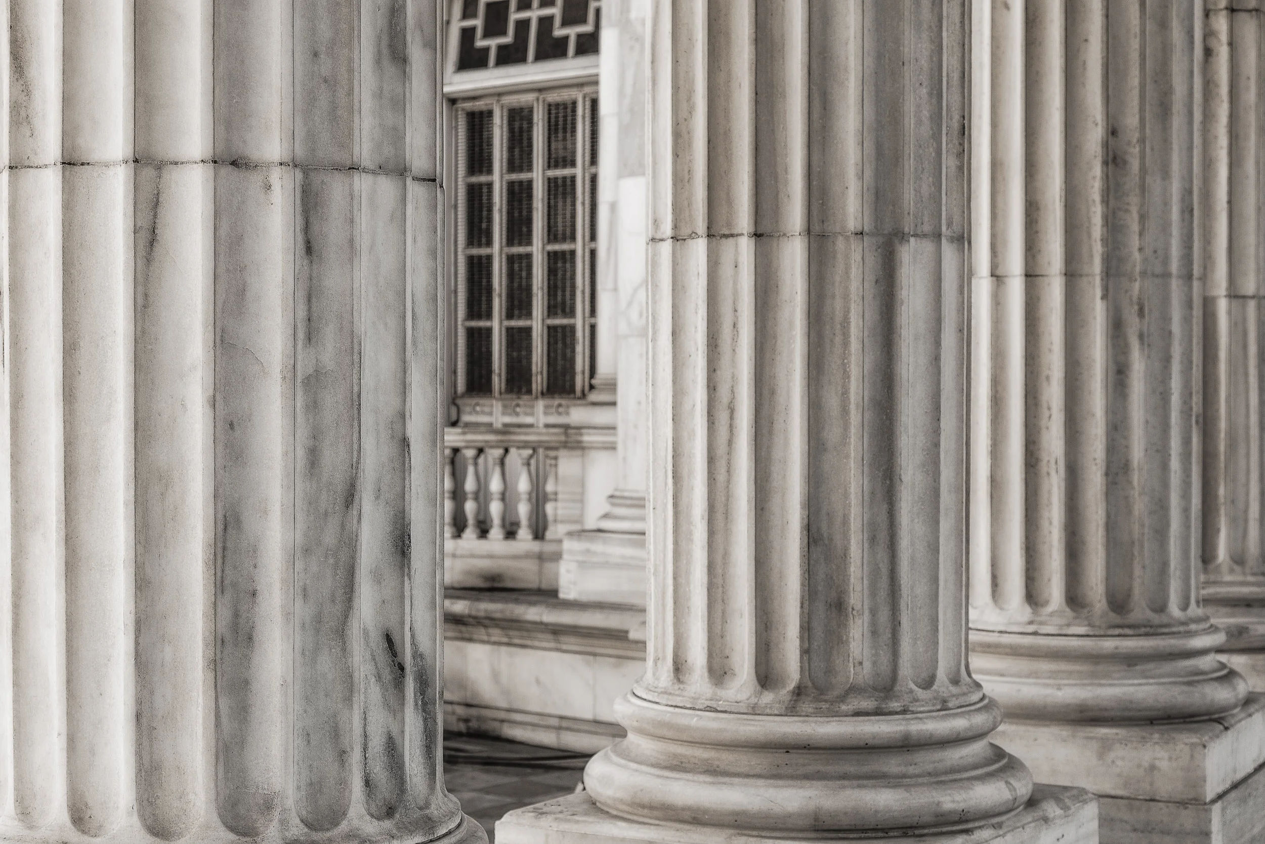 A detail image of columns at the splendid Victoria Memorial in Kolkata, India .
