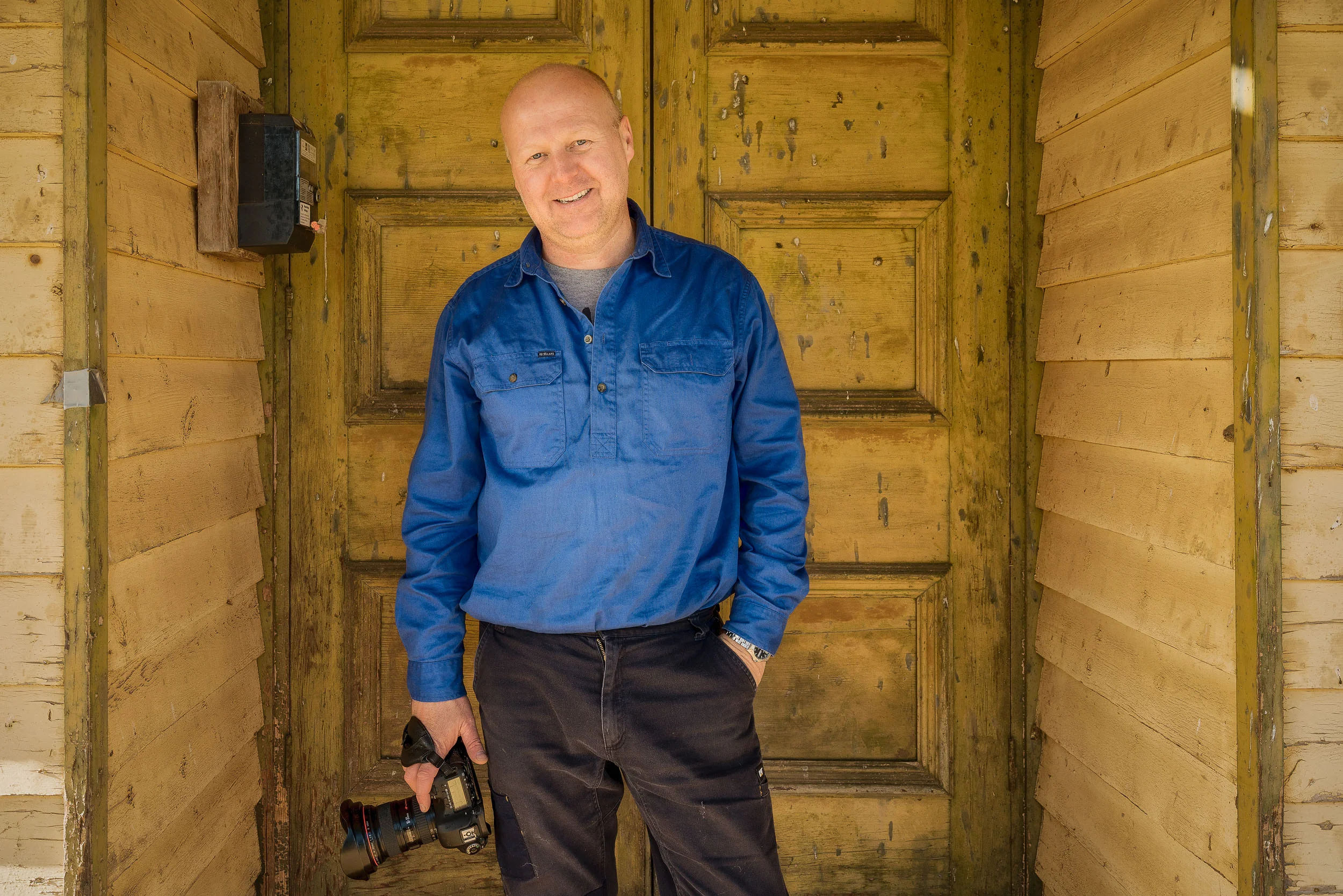 A portrait of my friend, photographer Gary Bosely , in the town of Cowangie in the Mallee region of Victoria, Australia .