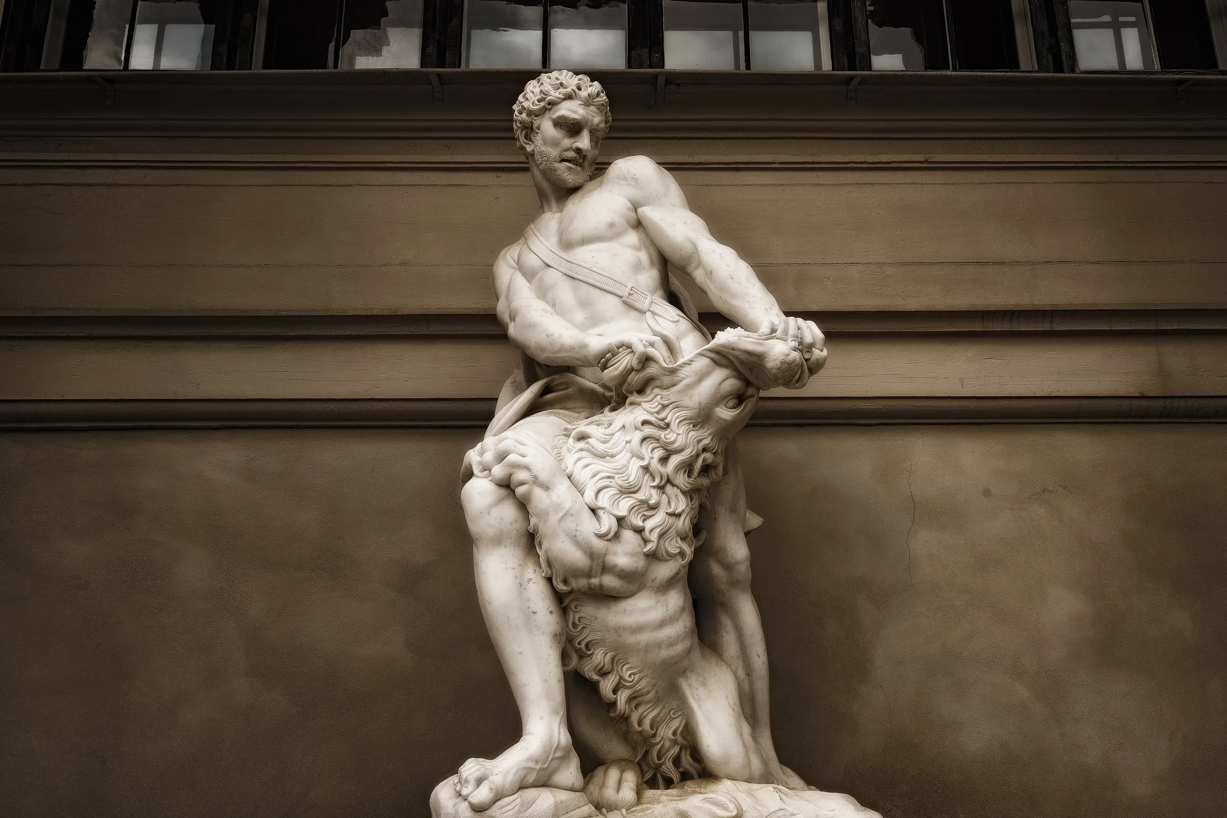 Hercules Statue at the Hercules Pavilion in the Kings Gardens in Copenhagen, Denmark .