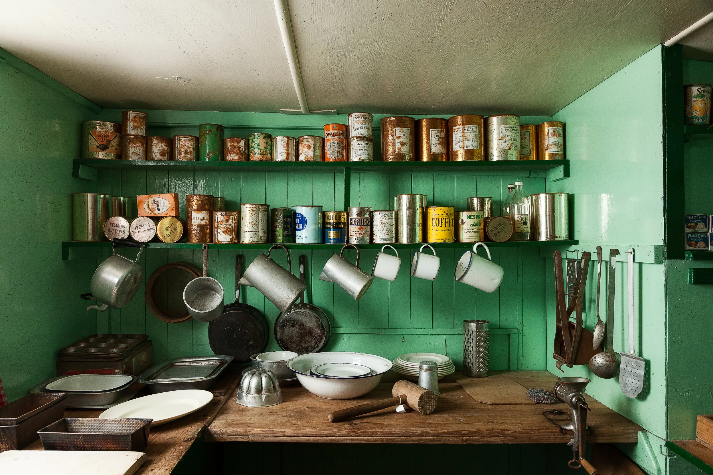 Kitchen in the historic research centre at Port Lockroy in Antarctica .