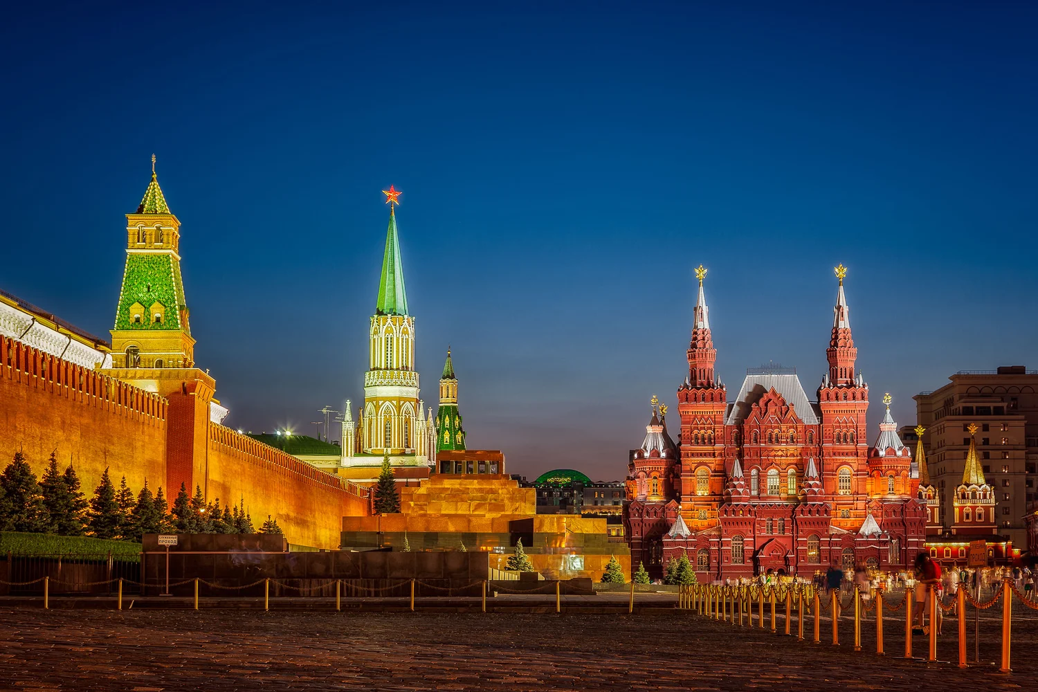 The magnificent    Red Square    on a    warm summers evening    in    Moscow, Russia   .
