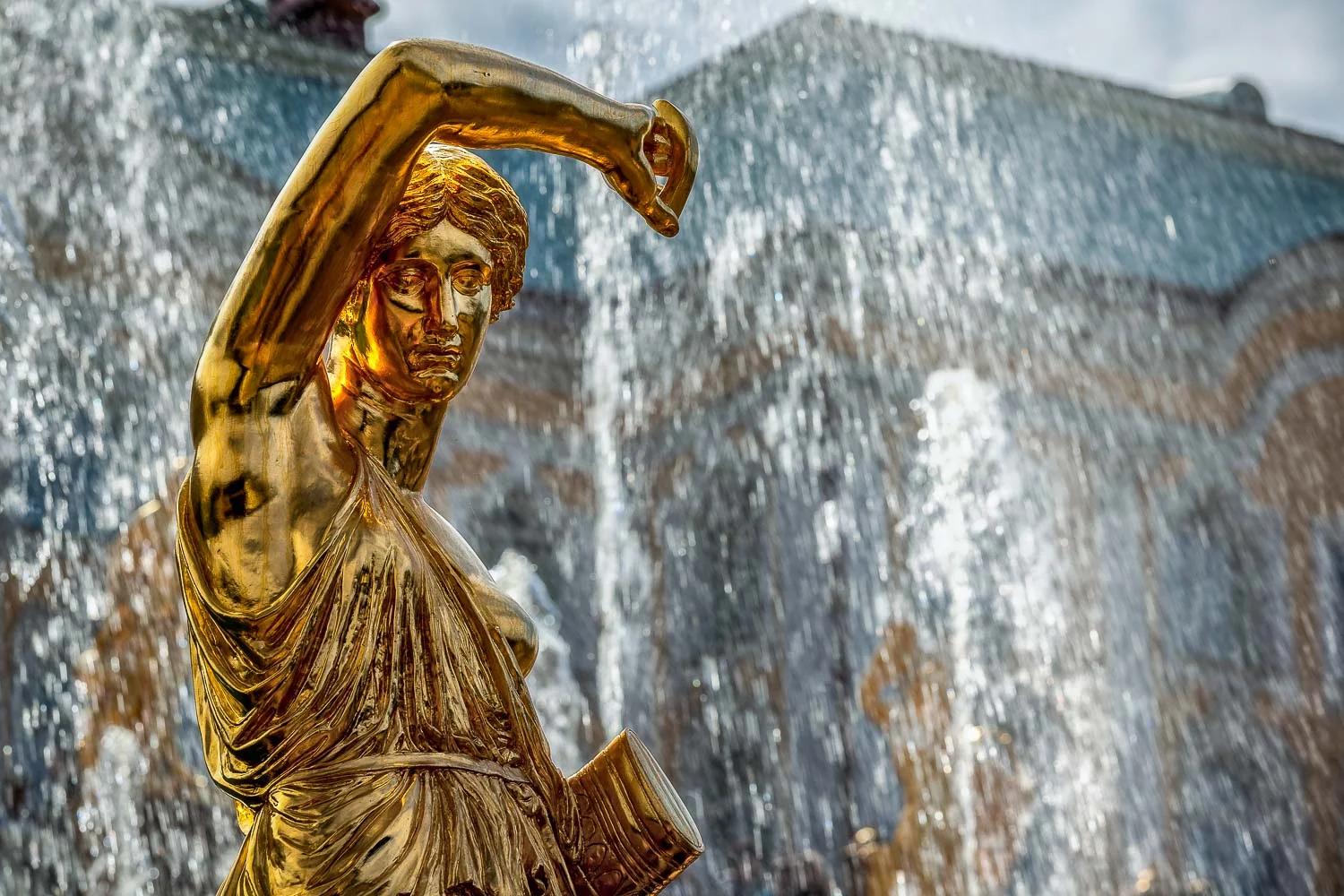 Statue on the Grand Cascade at Peterhof Palace near St. Petersbu