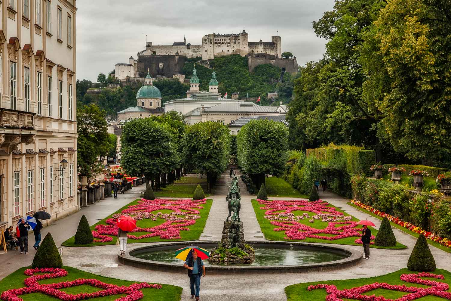 View from Mirabell Gardens towards Hohensalzburg Castle