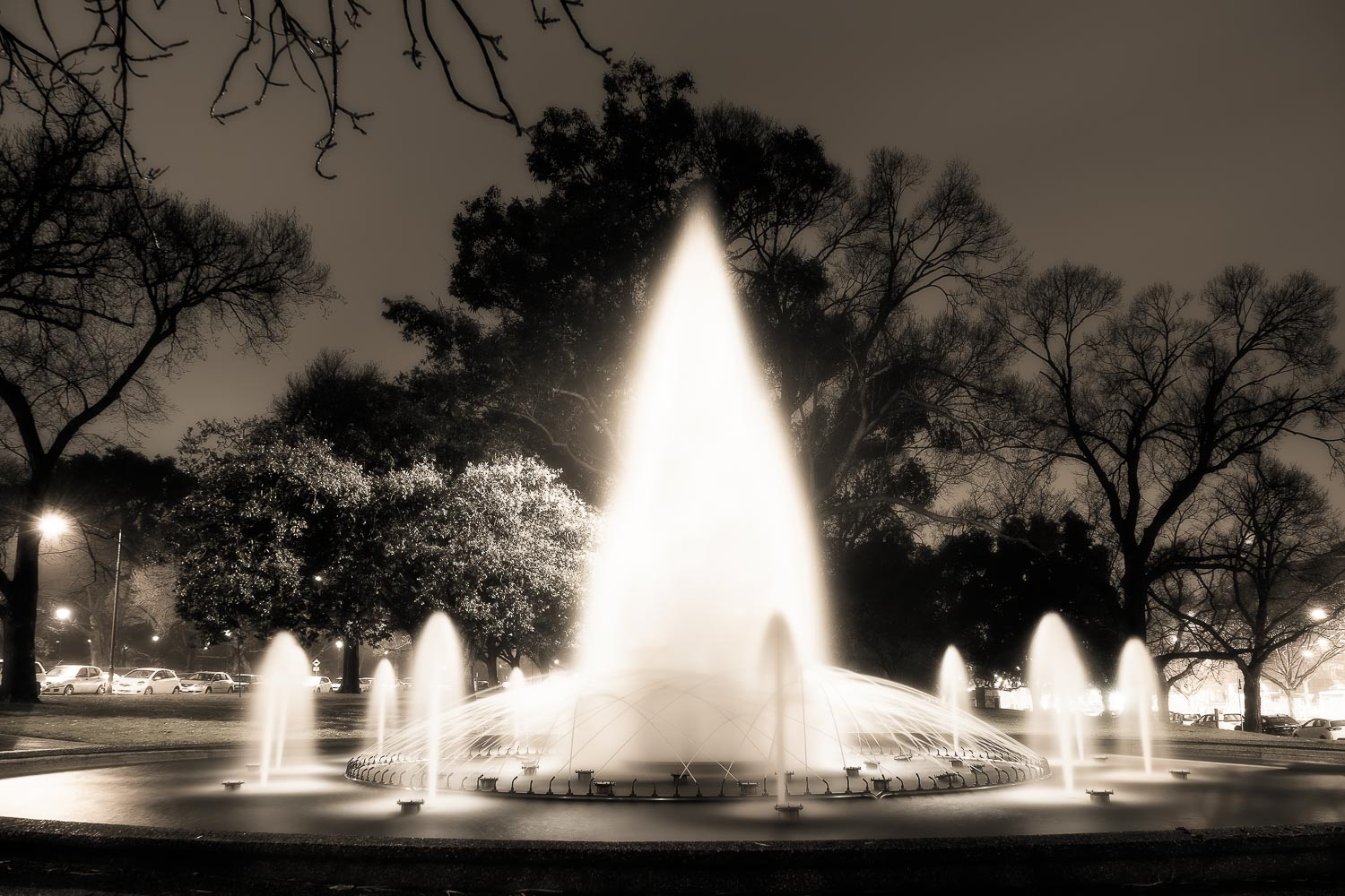 Walker Fountain, Night, Melbourne